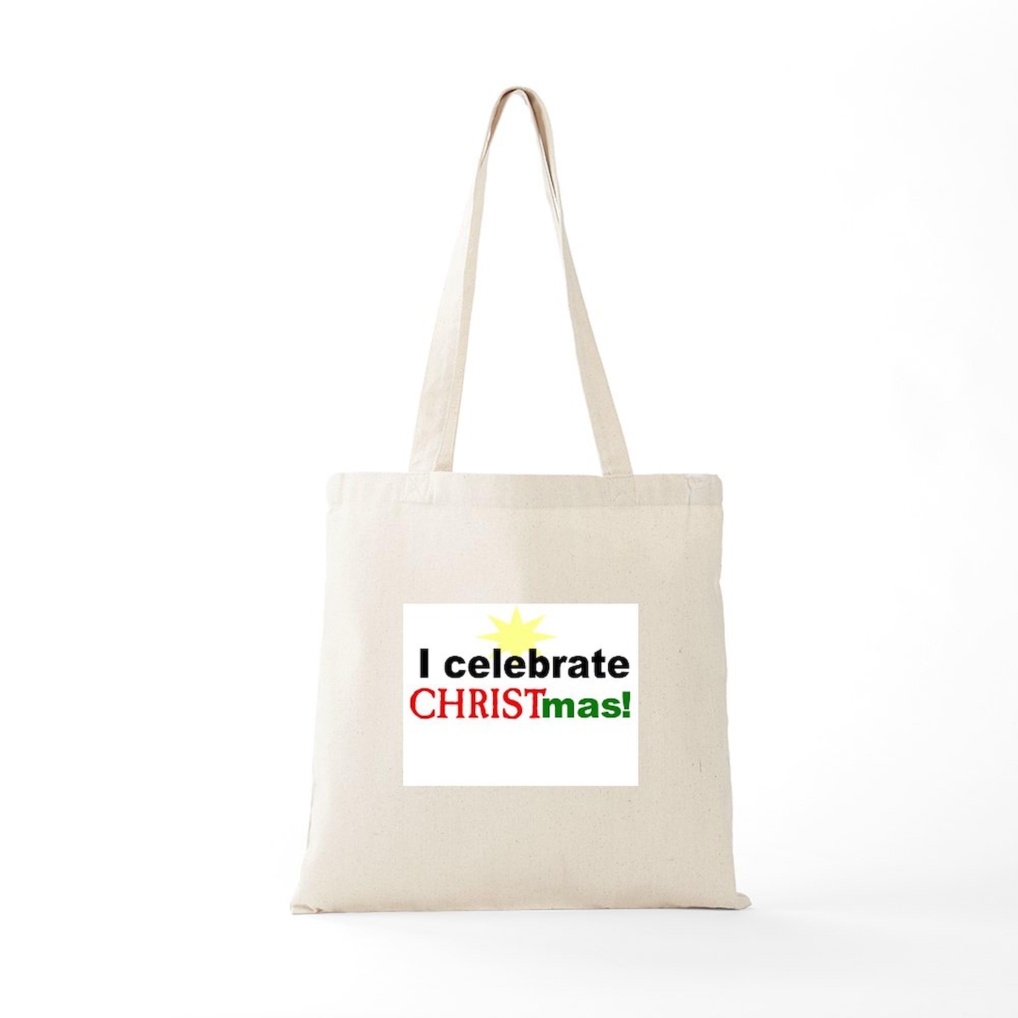 Celebrate Christ Canvas Tote Bag - Natural Reusable Shopping Bag for Church, Bible Study & Christian Events - Eco-Friendly Grocery Tote with Inspirational Design