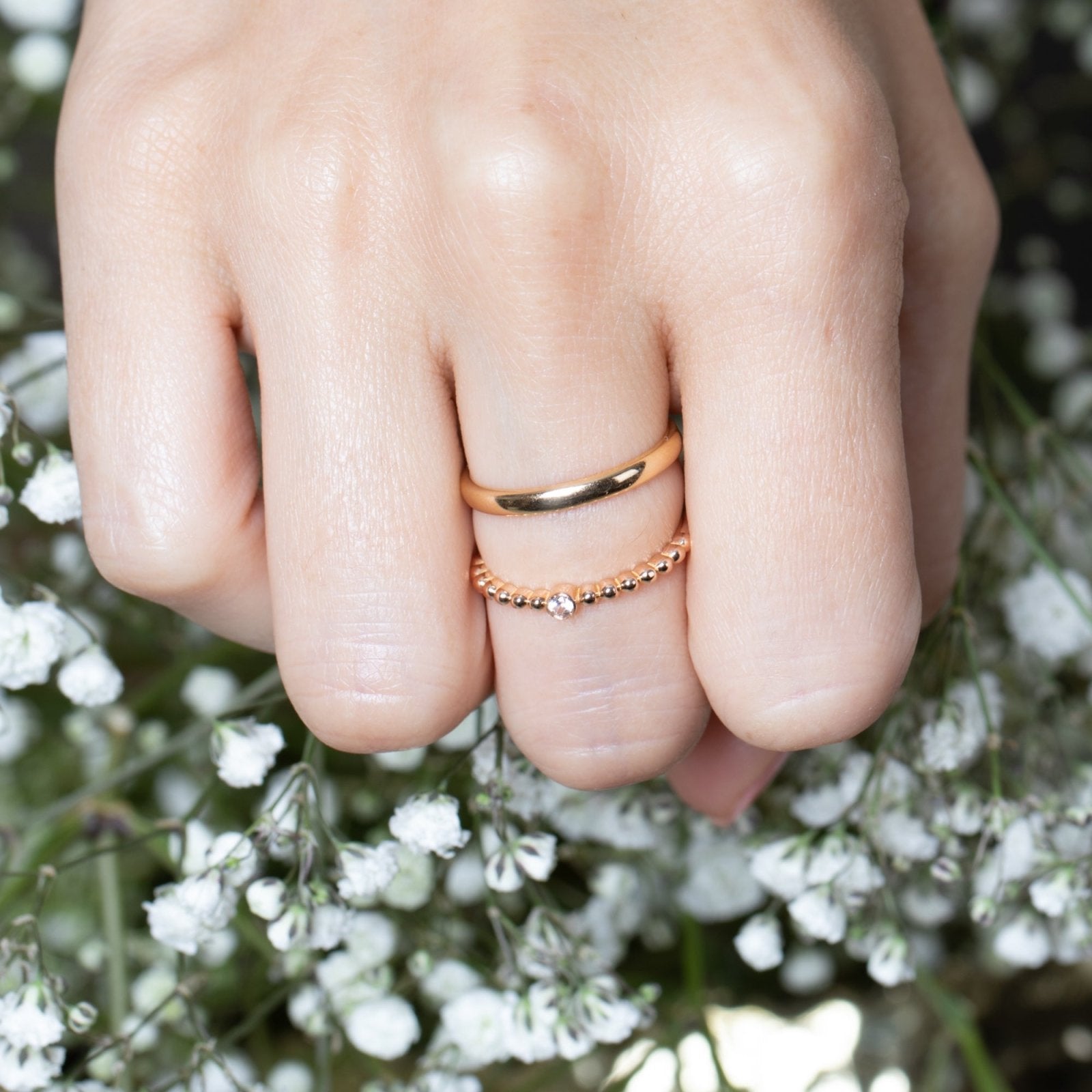 14K Rose Gold Bezel Sapphire Ring with Beaded Detailing - Elegant Jewelry for Weddings, Anniversaries & Special Occasions