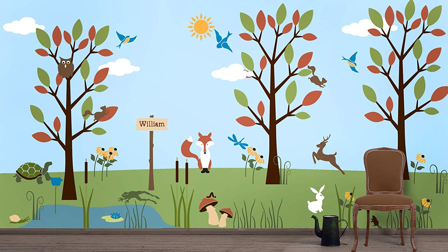 Forest Theme Wall Stencil Kit - DIY Nursery Wall Decor for Kids Room, Baby Shower & Woodland Themed Nursery - Easy to Use Reusable Stencils for Painting & Home Decoration