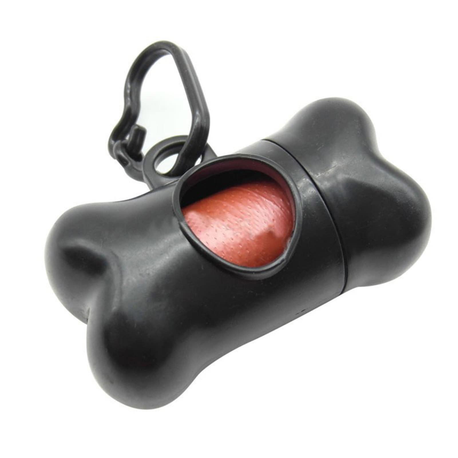 **KGJQ Cute Dog Bone-Shaped Poop Waste Bags with Clip Dispenser & 1 Roll - Fresh Scented Pet Waste Bags for Dogs, Home, Outdoor & Travel - Black**