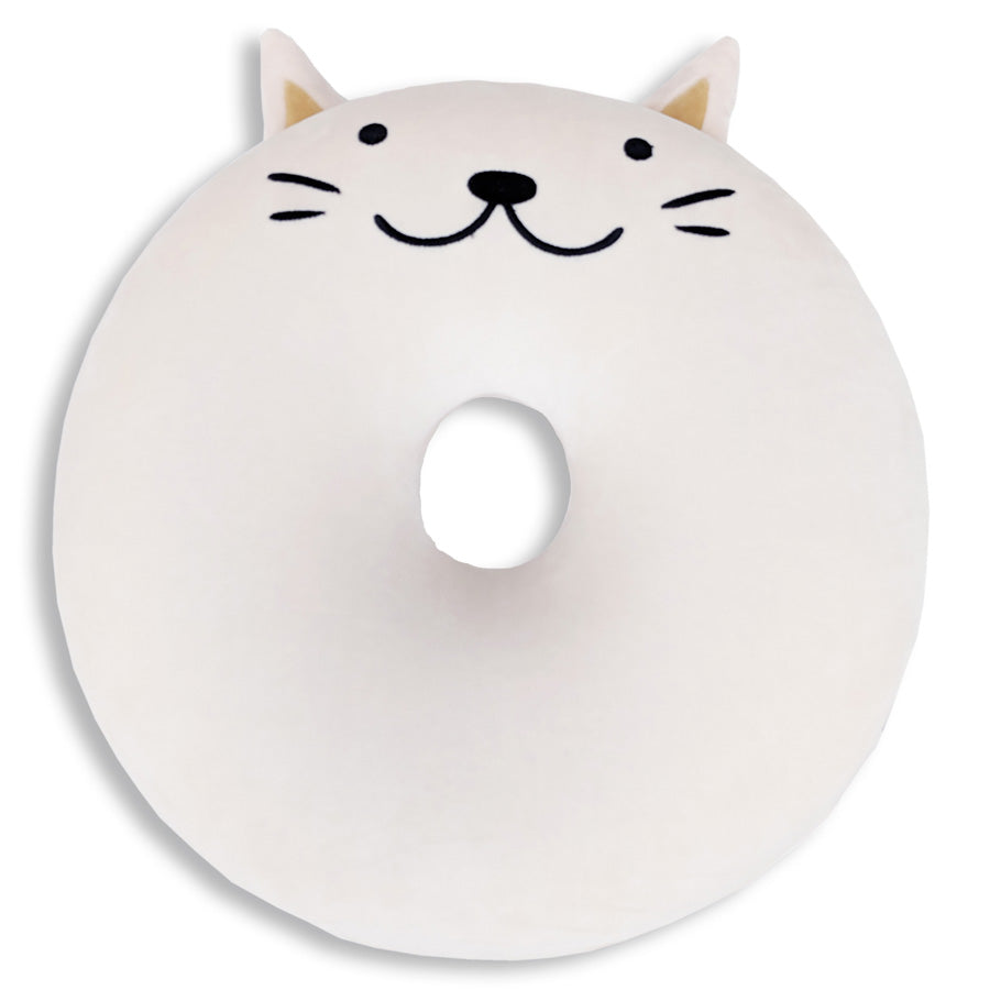 Memory Foam Donut Cat Themed Pillow - Crunches The Cat Plush Cushion for Neck Support, Back Pain Relief & Home Decor | Perfect for Anime Fans, Cat Lovers & Office Comfort