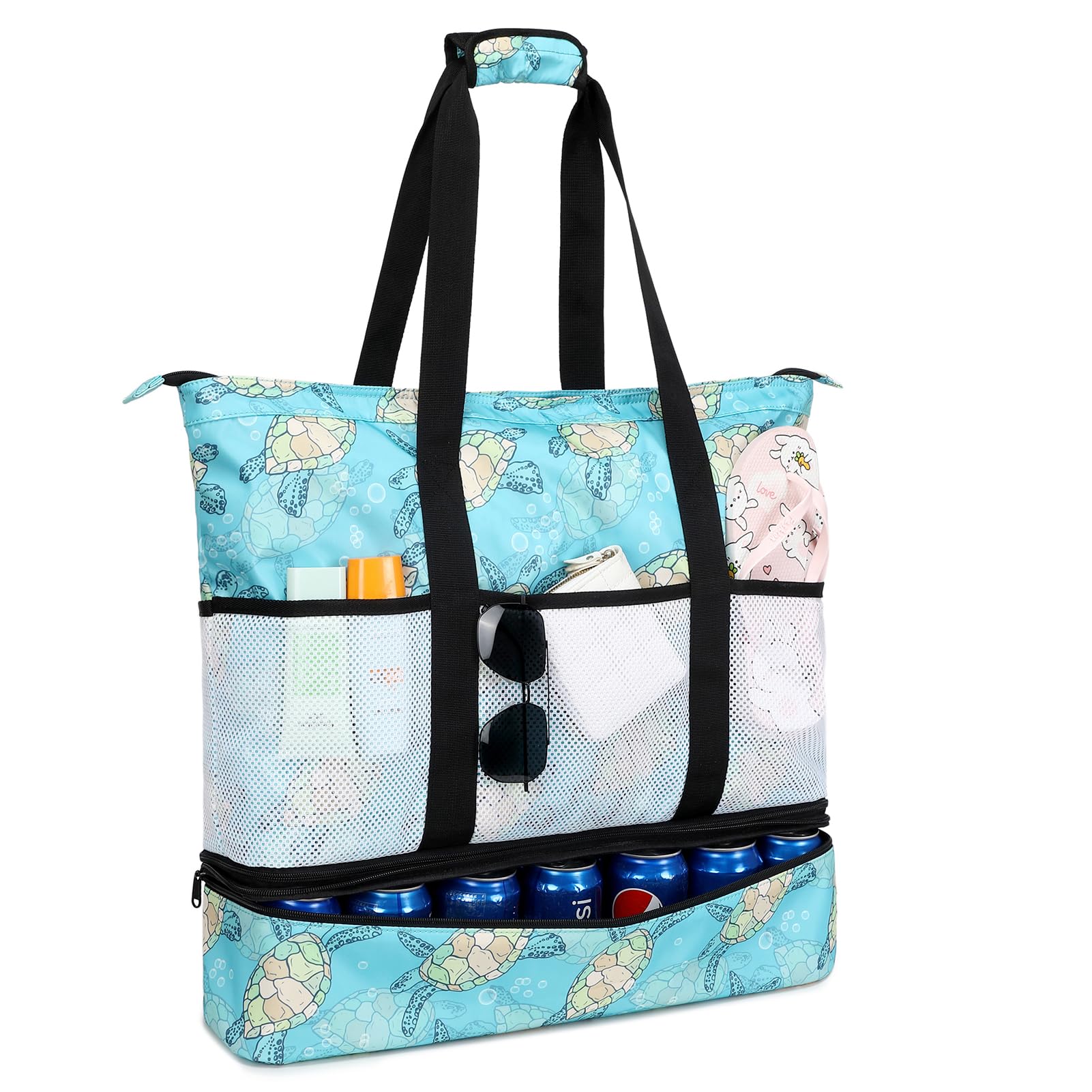 Octsky Waterproof Beach Tote Bag with Cooler - Large Sandproof Zipper Pool Bag for Women with 9 Pockets | Perfect for Beach Trips, Pool Parties & Summer Vacations