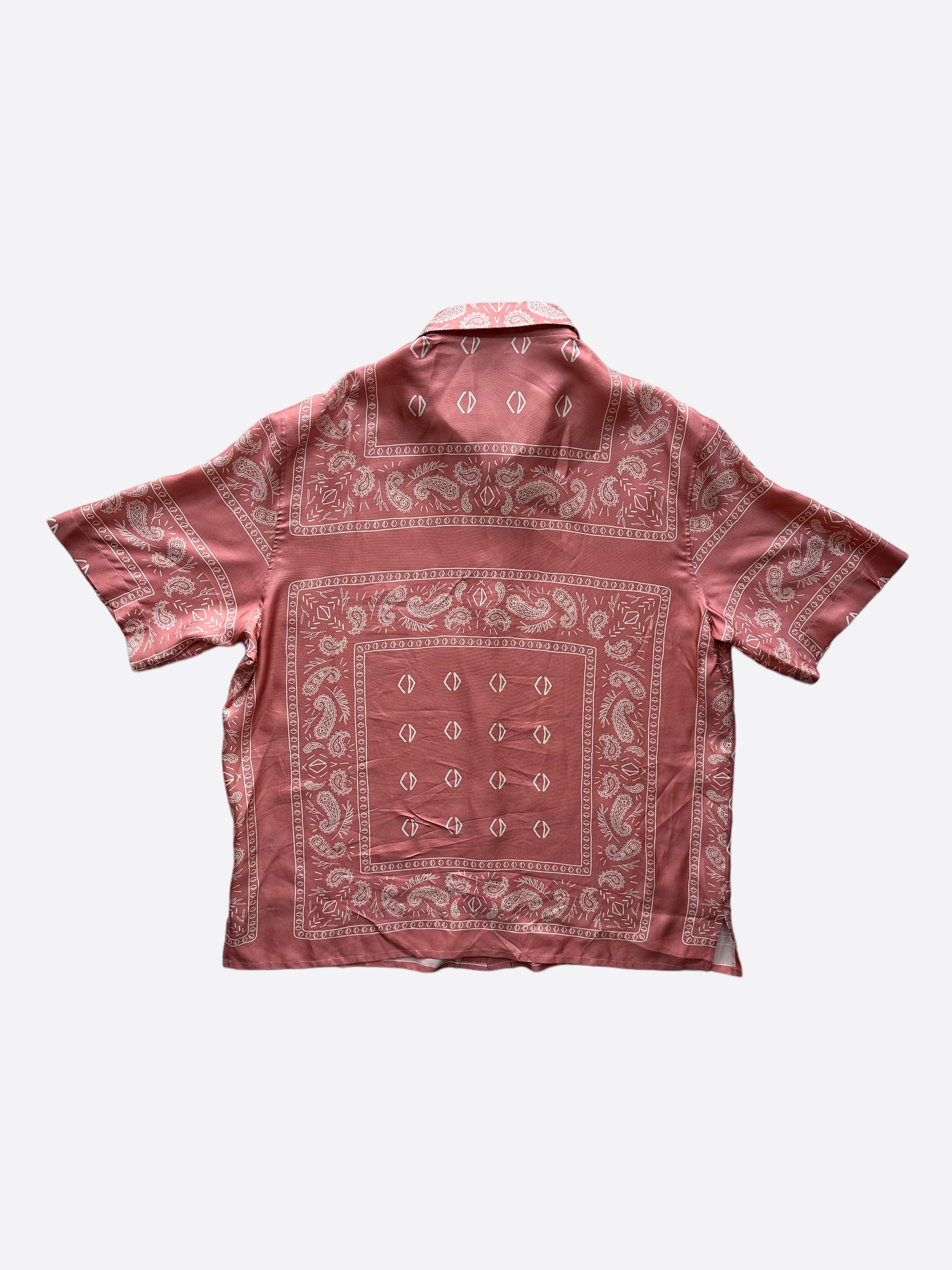 Dior Cactus Jack Pink Paisley Bandana Print Silk Button Up Shirt for Men - Luxury Designer Casual Wear for Parties & Special Occasions