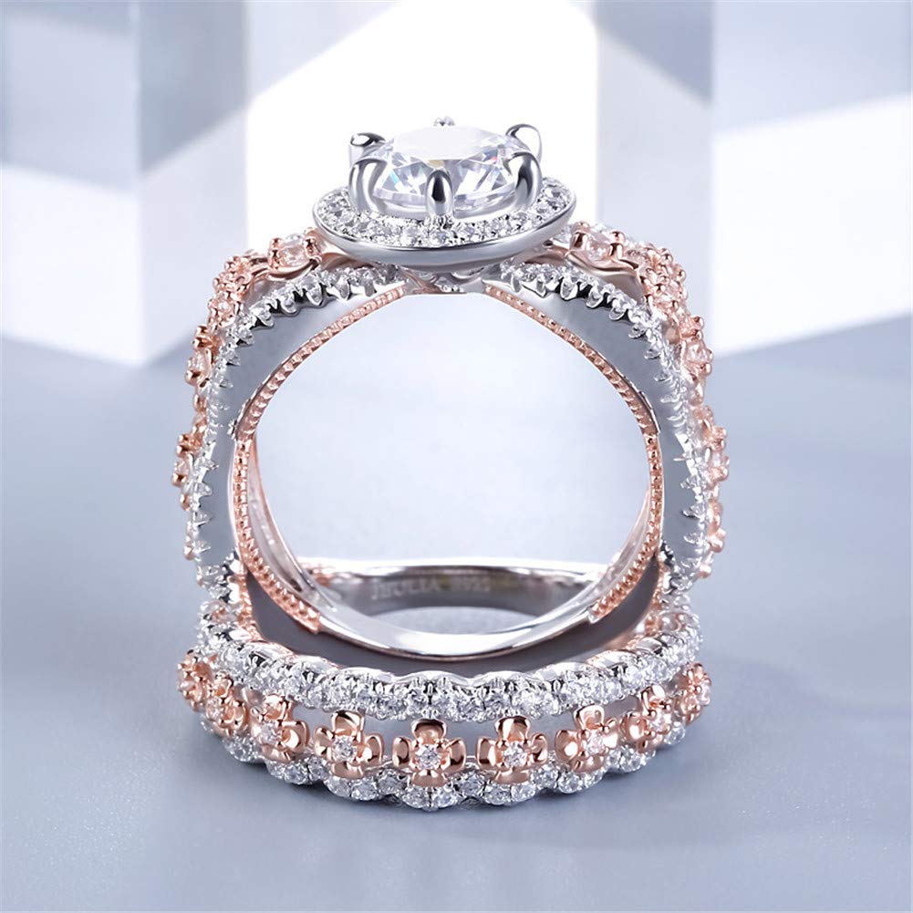 Jeulia 3.5 Carat Floral Engagement Ring Set for Women - 925 Sterling Silver Halo Bridal Ring with Round Cut Cubic Zirconia - Wedding, Anniversary & Promise Jewelry Gift for Her - Perfect for Proposals, Bridal Showers & Romantic Occasions