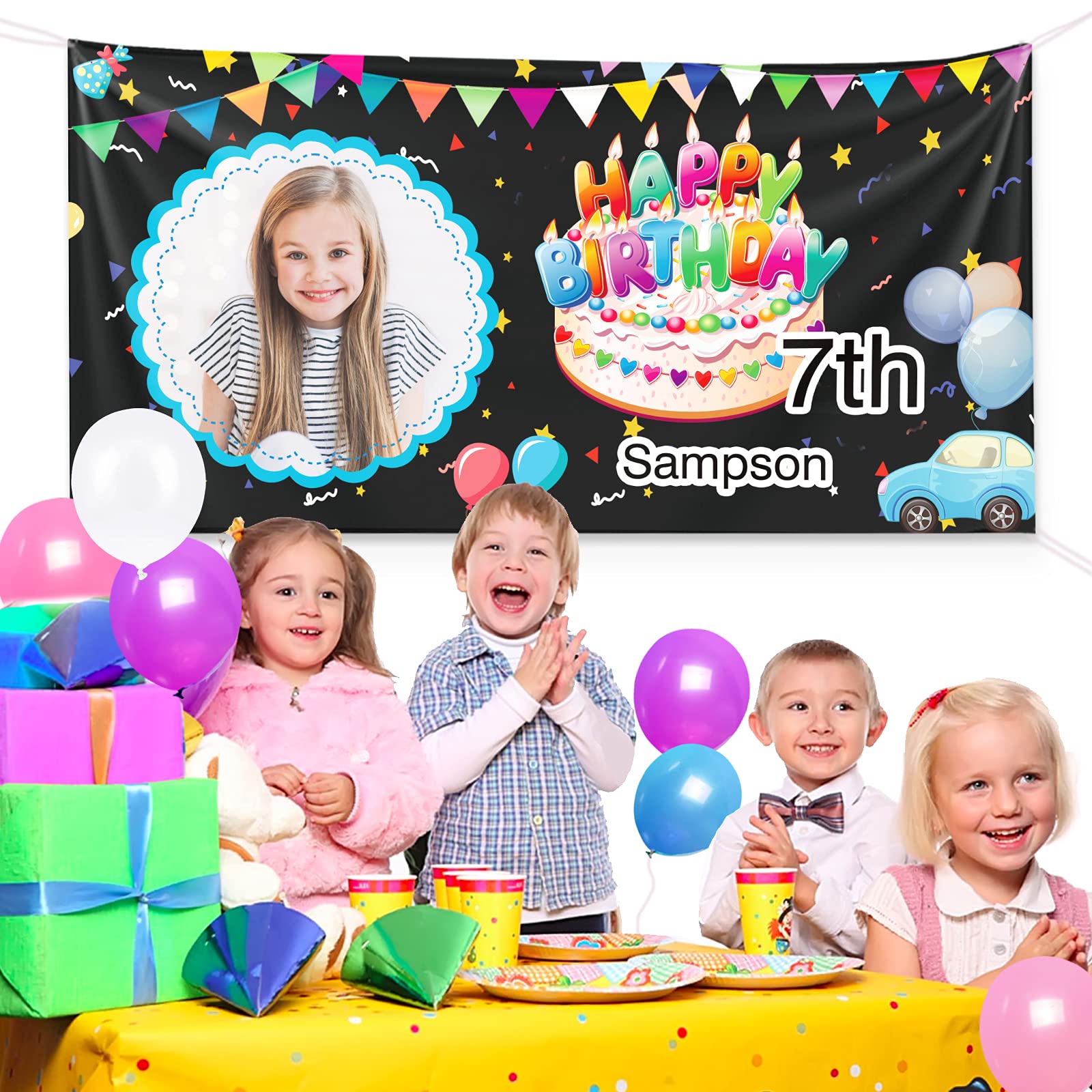 Personalized Happy Birthday Banner with Photo & Name - Custom Rose Gold & Black Anniversary Party Backdrop for Women, Men & Kids | Perfect for Birthday Celebrations, Baby Showers & Special Events