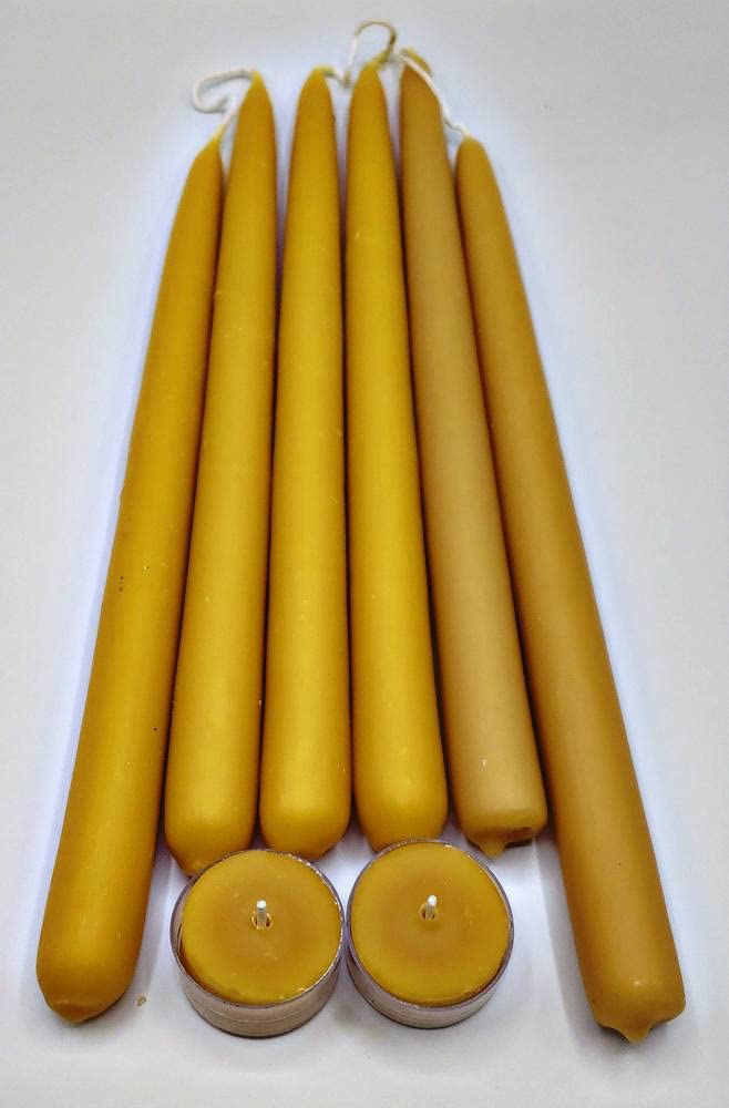 3 Pairs Beeswax Taper Candles 12