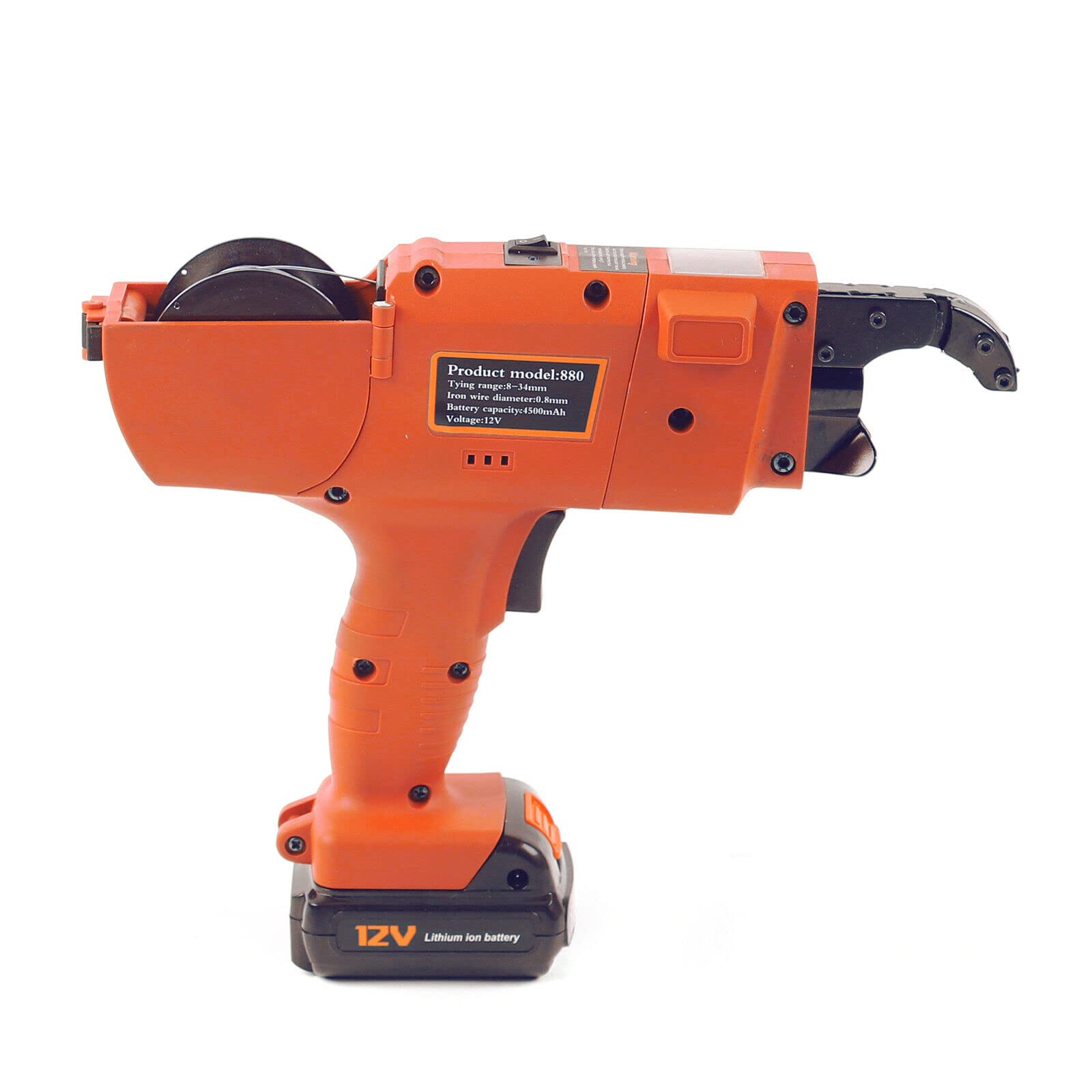 Portable Rebar Tying Machine - Automatic Steel Rod Tying Tool for 8-34mm Rebar | Handheld Rebar Tier Gun with 2 Batteries (Orange) | Perfect for Construction, Concrete Work & DIY Projects - US Stock