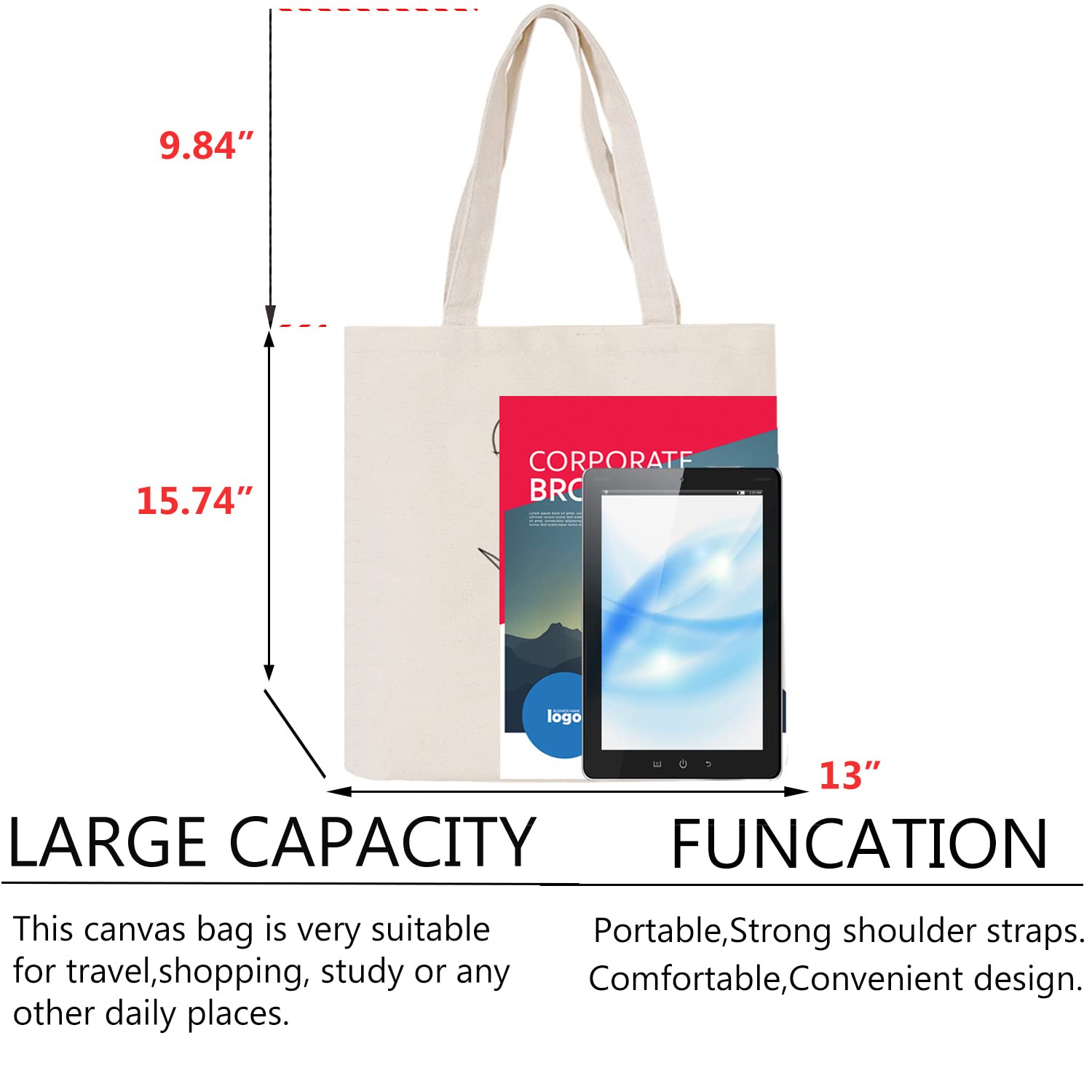 Stylish Floral Canvas Tote Bag for Women - Eco-Friendly Reusable Grocery Shopping Bag with Cute Cat Design - Perfect for Teachers, Work, Beach & Everyday Use