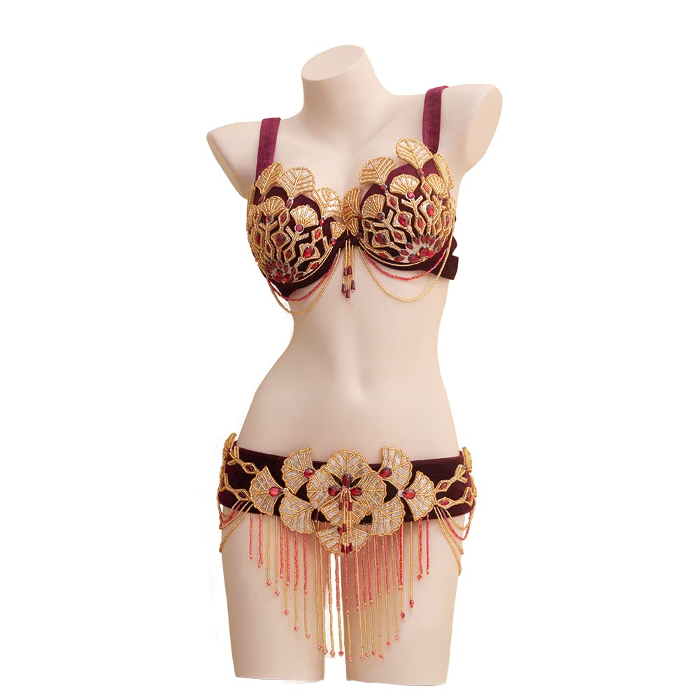 Royal Smeela Women's Velvet Belly Dance Costume Set - Sexy Bellydance Bra & Belt Outfit for Performances, Halloween, Carnival & Stage Shows