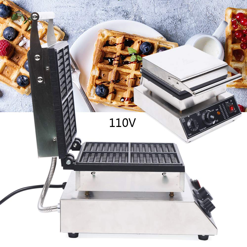 Commercial Waffle Maker 4-Square Belgian Waffle Machine 2000W Electric Waffle Baker with Temperature & Time Control (4.5