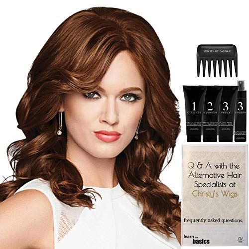 Raquel Welch Knockout PETITE CAP Human Hair Wig Bundle - 7 Items Including Luxury Shampoo, Conditioner, Blown Away Treatment Mist & Wide Tooth Comb (Color R12T) - Perfect for Daily Wear, Cosplay & Special Occasions