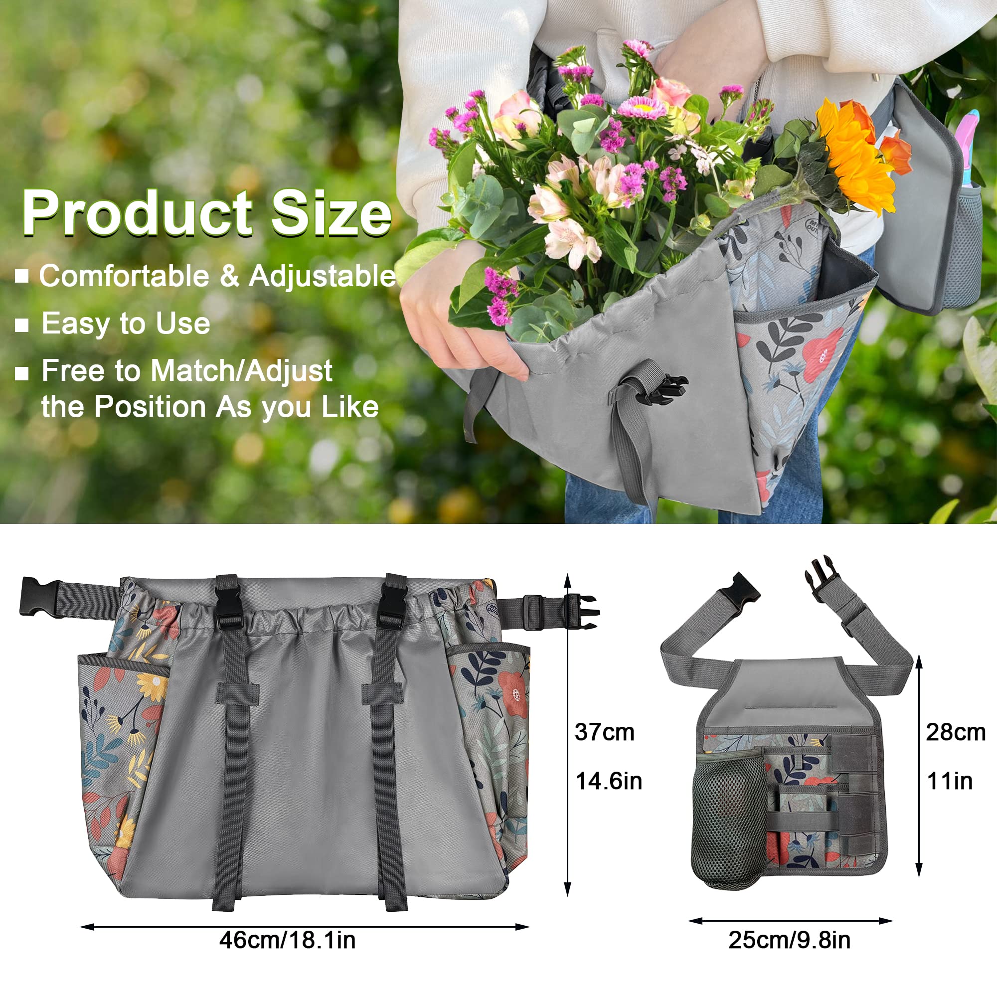 MDSTOP Gardening Apron with Pockets - Heavy Duty Tool Belt Set for Planting, Weeding & Harvesting | Garden Tool Organizer with Multiple Pockets for Pruners, Gloves & Seeds | Perfect for Outdoor Gardening, Landscaping & Farm Work