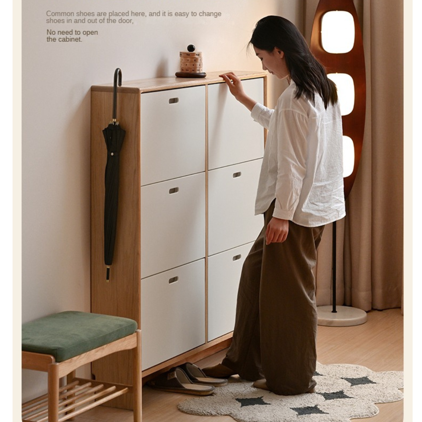 Birch Solid Wood Ultra Thin Shoe Cabinet - Space Saving Entryway Storage Organizer for Shoes, Boots & Accessories | Perfect for Small Apartments, Hallways & Closets