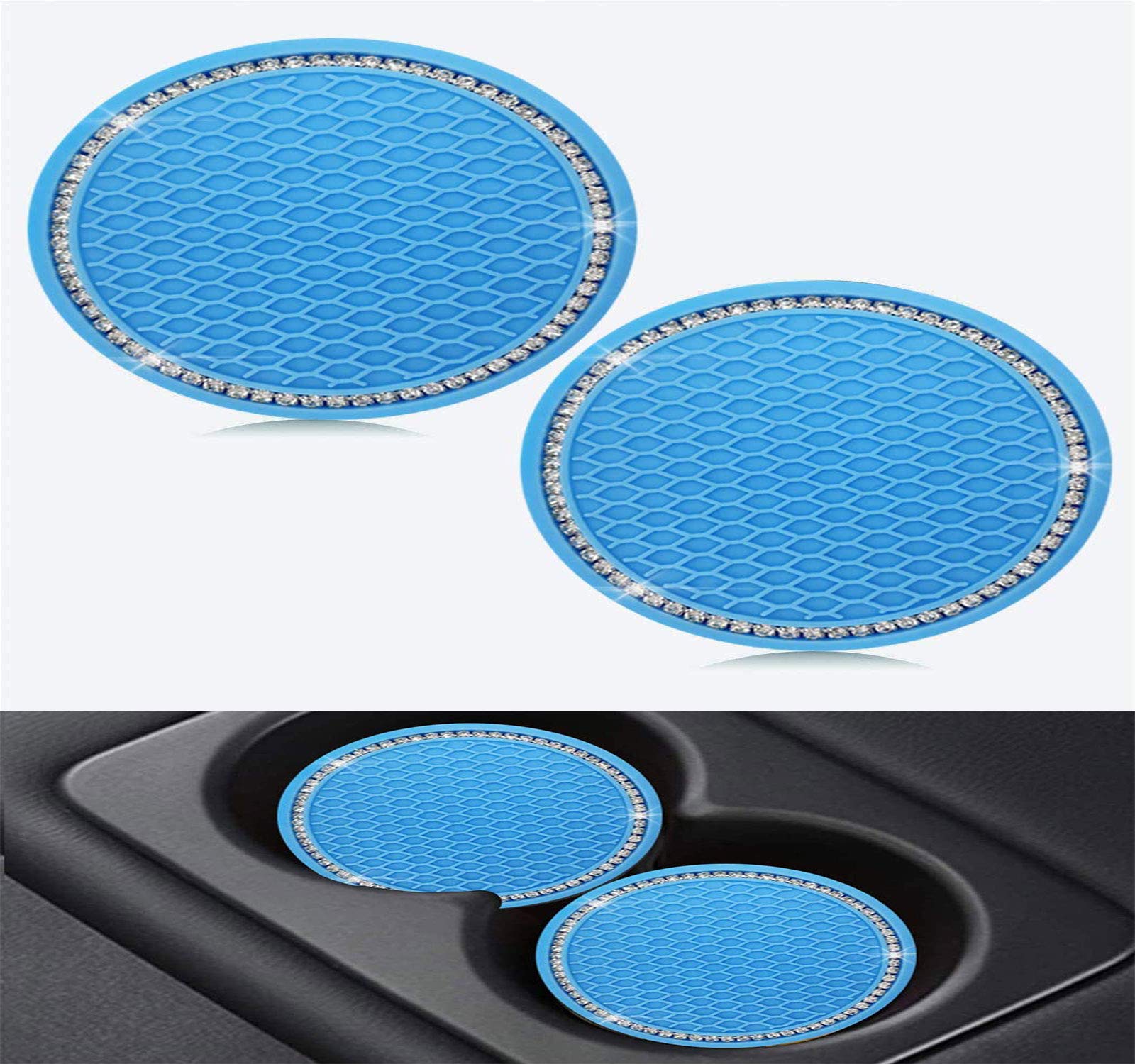 2pcs Silicone Non-Slip Car Coasters - 2.75