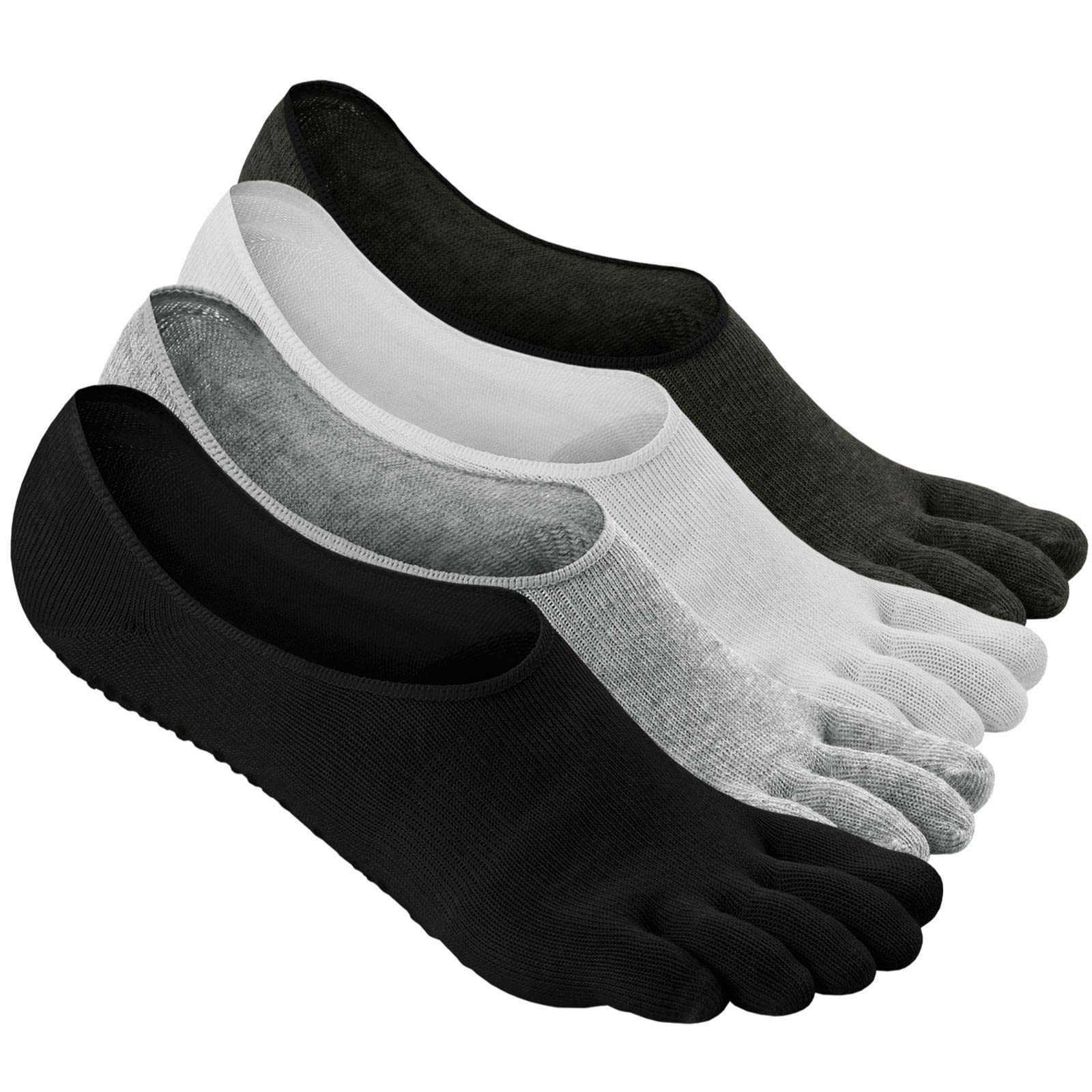 Breathable Cotton Men's 5-Toe Running Socks - Comfortable Crew Length Toe Socks for Hiking, Yoga & Athletic Performance - Moisture Wicking Workout Socks for Sports & Daily Wear