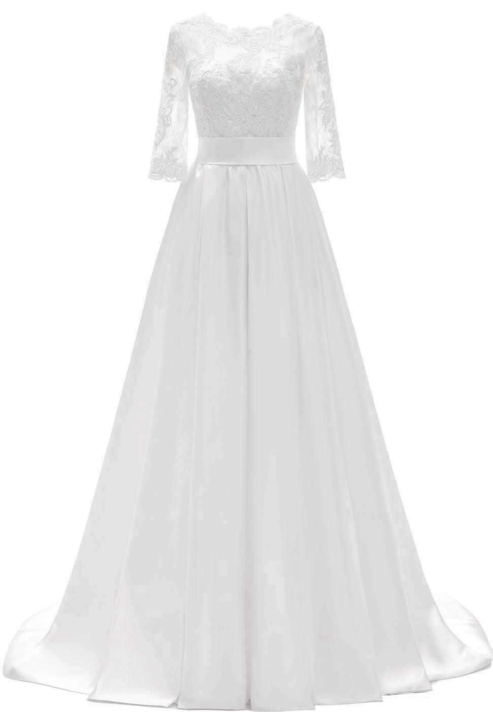 Elegant Lace Ball Gown Wedding Dress for Women - A-Line Bridal Gown with Long Train - Perfect for Church Ceremonies, Formal Events & Princess-Style Weddings