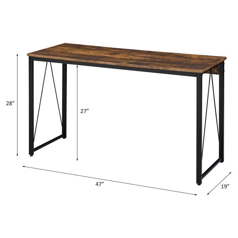 Acme Zaidin Wooden Rectangle Writing Desk - Weathered Oak & Black Finish, Home Office Desk for Study, Work, and Remote Learning