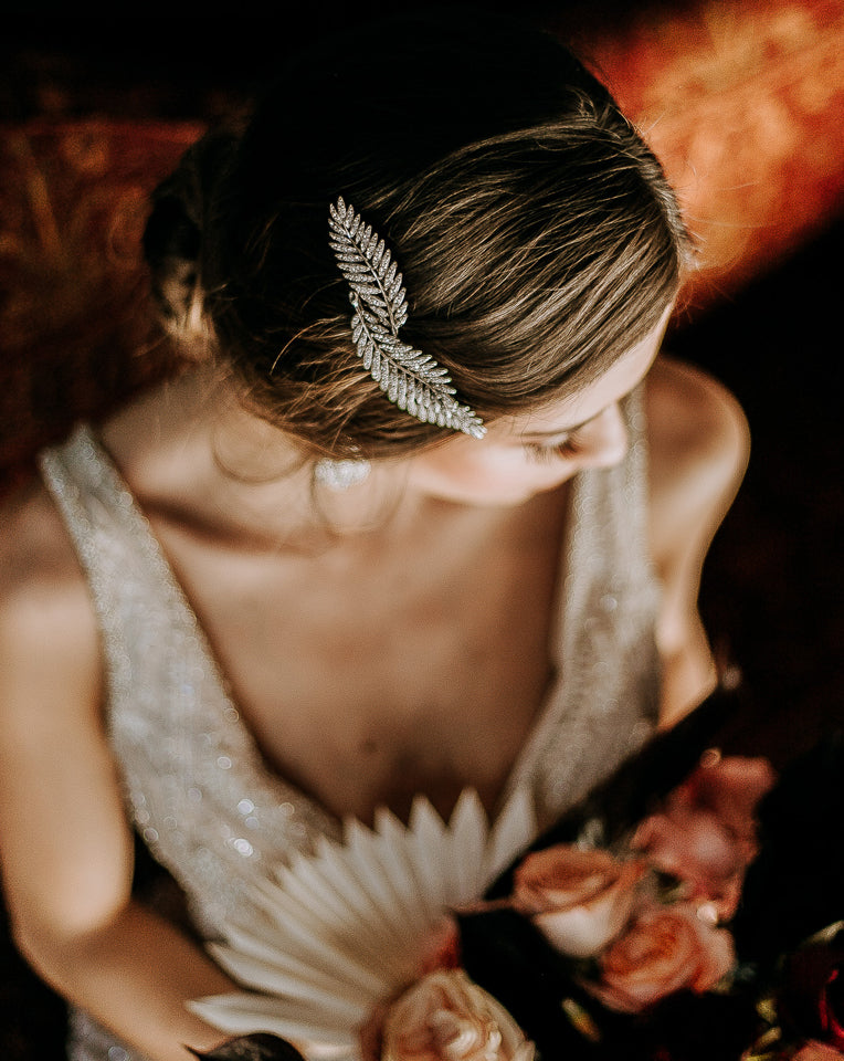 Elegant Silver Fern Hair Comb by Stephanie Browne – Perfect for Bridal Headpieces, Weddings & Special Occasions