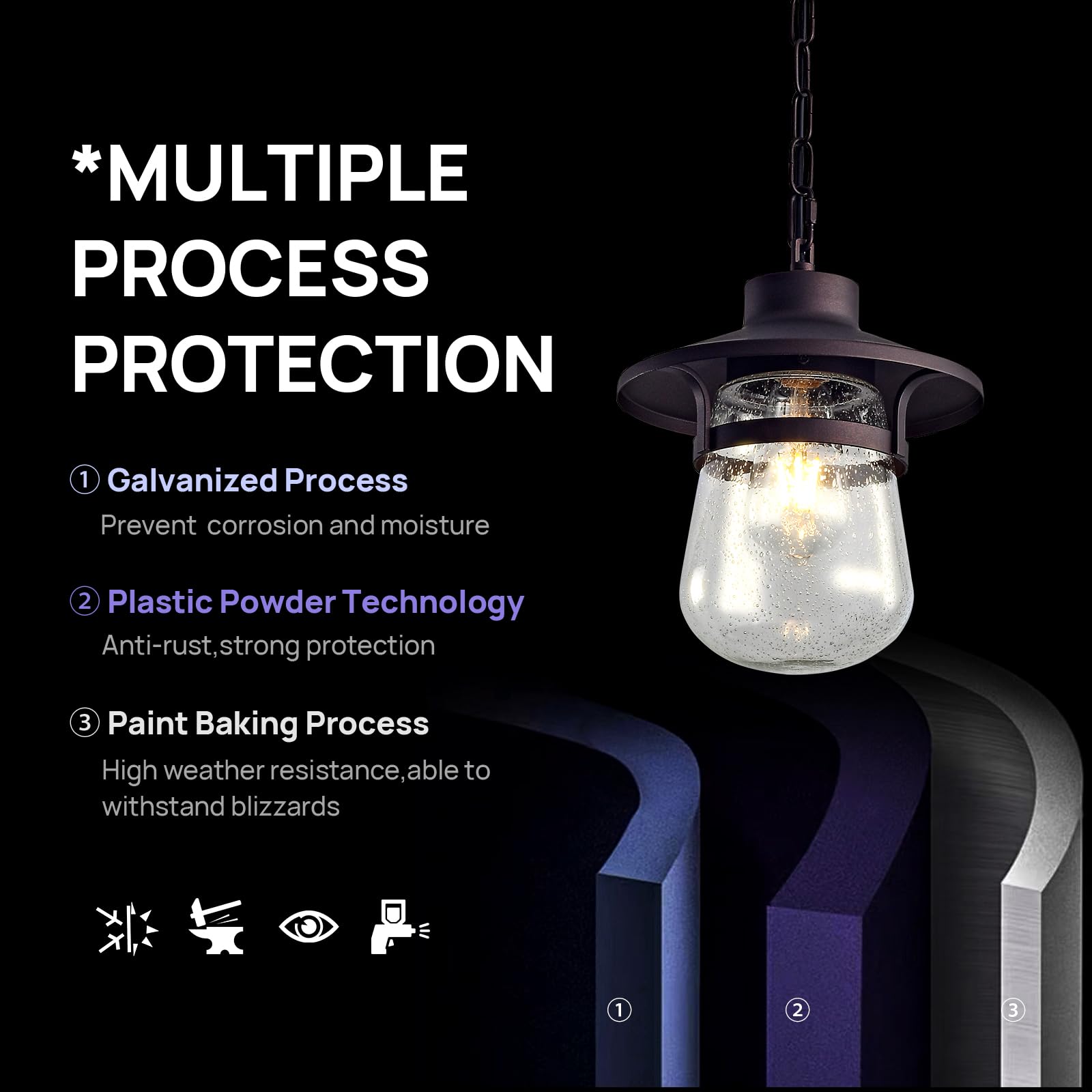 Modern Waterproof Outdoor Pendant Lights - Coffee Brown Rust-Resistant Exterior Hanging Lighting Fixture for Porch, Yard, Gazebo, Patio & Garden - Perfect for Evening Entertaining and Landscape Illumination