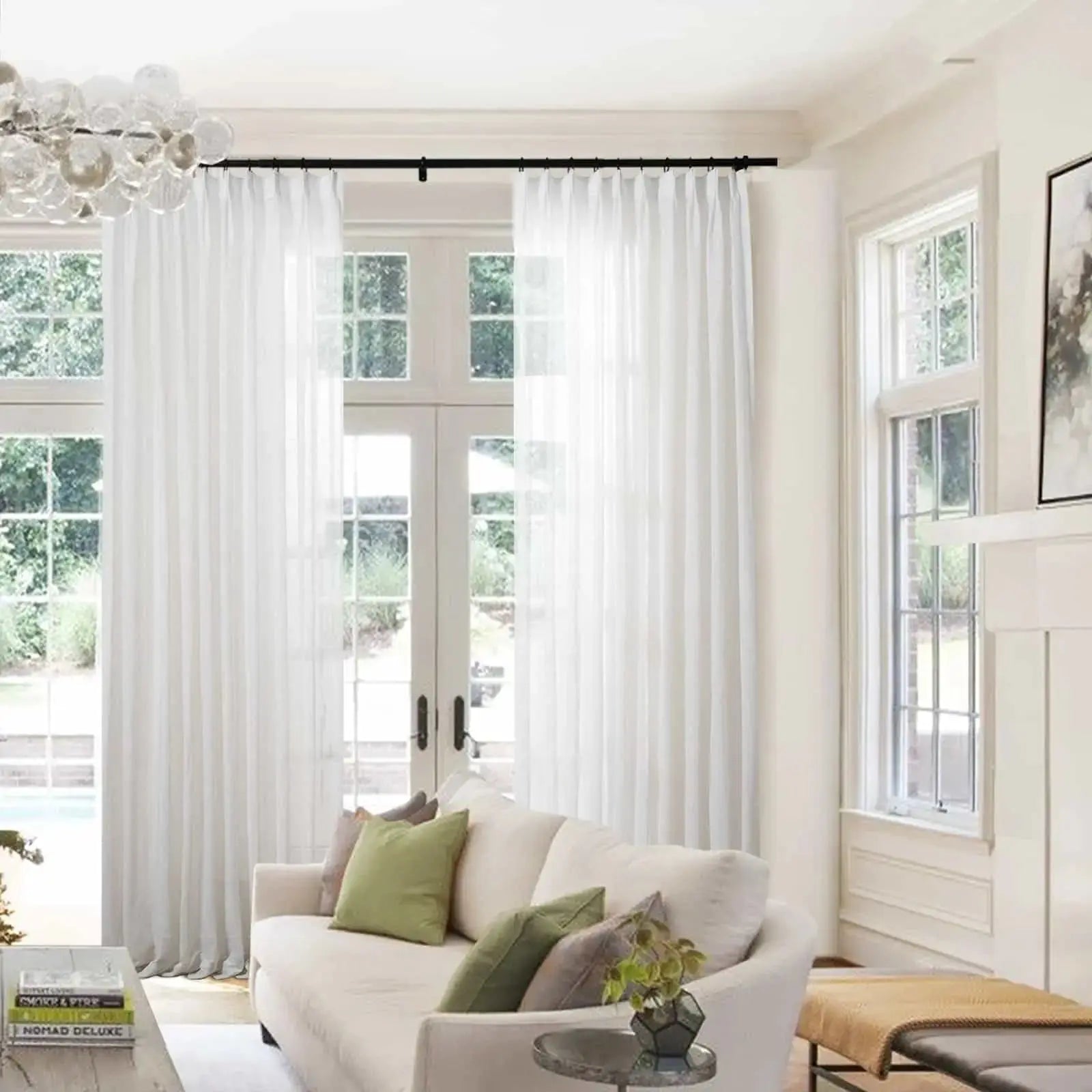 Flynn Airy Lightweight Sheer Curtain Pleated - Elegant Window Treatment for Living Room & Bedroom Decor