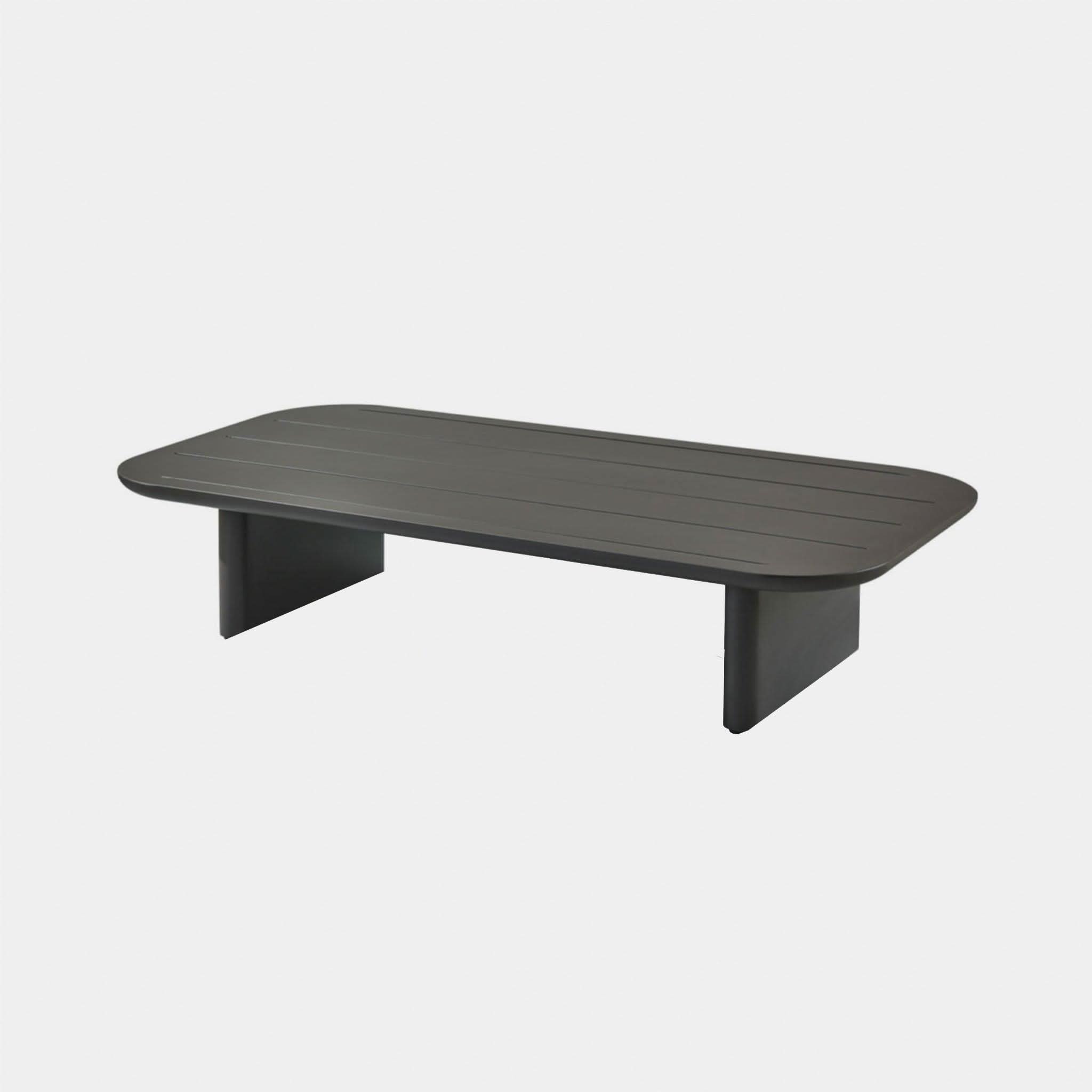 Modern Victoria Aluminum Slatted Coffee Table - Lightweight & Durable Indoor/Outdoor Furniture for Living Room, Patio, or Poolside