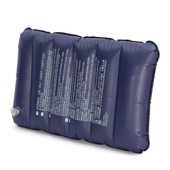 HONTECH Soft Velvet Inflatable Travel Pillow - Lightweight Portable Air Cushion for Neck, Lumbar & Spine Support - Navy Blue - Perfect for Airplanes, Office Chairs & Car Rides