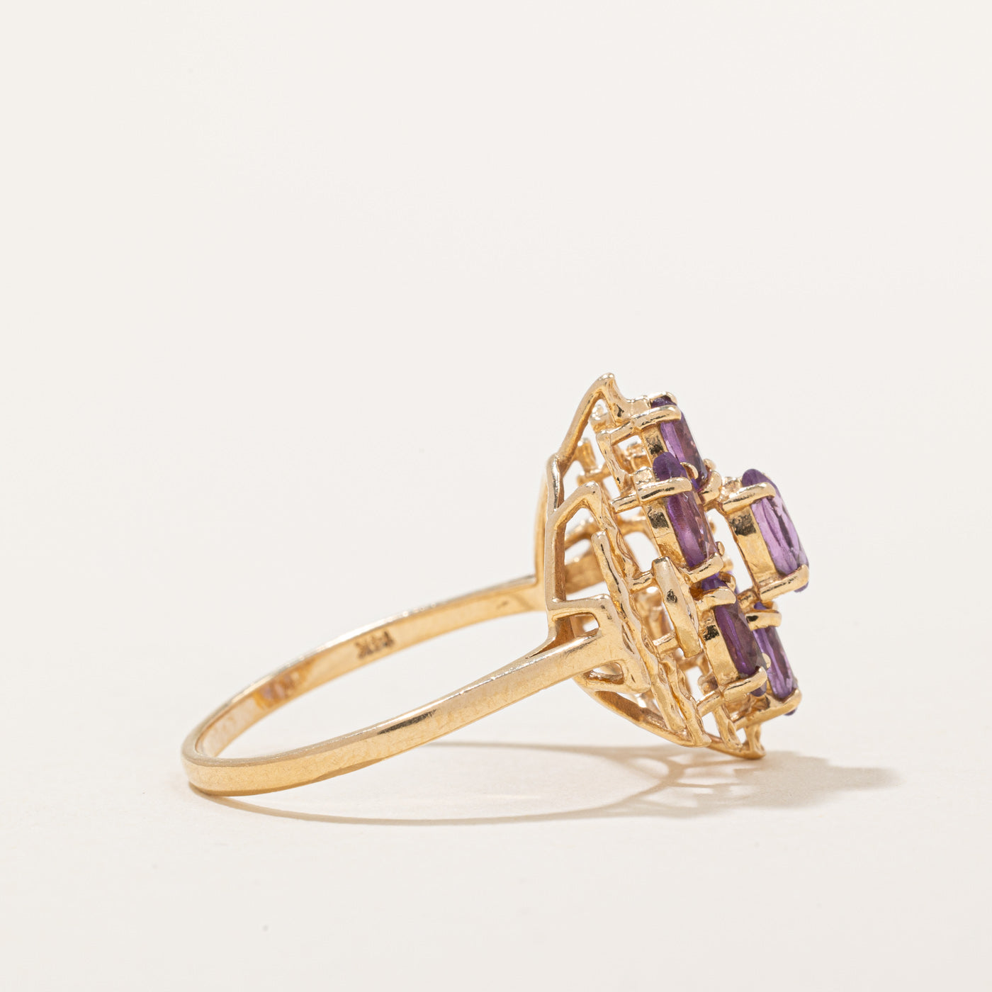 1.00ctw Amethyst & 0.02ctw Diamond Cocktail Ring - Size 8.75 | Elegant Purple Gemstone Jewelry for Evening Parties & Special Occasions