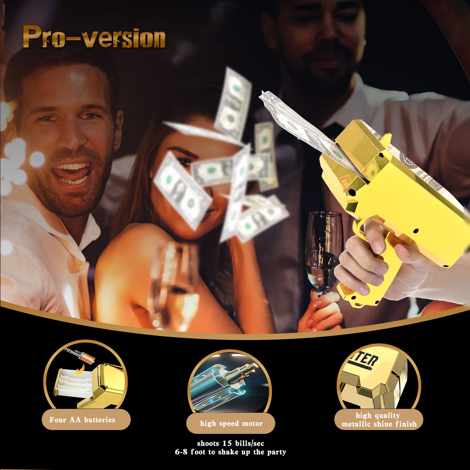 RUVINCE Realistic Money Gun Shooter - Prop Cash Gun for Movies, Parties & Games | Handheld Make It Rain Money Gun for Events, Celebrations & Film Productions