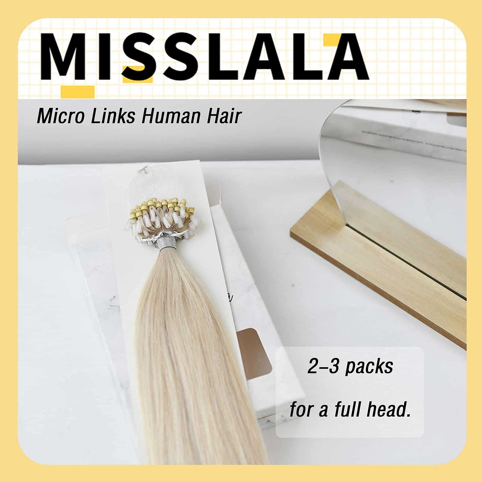 22 Inch Micro Loop Human Hair Extensions - Remy Hair Microlink Extensions #60A White Blonde - 50 Strands 50g Straight Hair for Salon & Styling - Perfect for Weddings, Parties & Daily Volume Boost