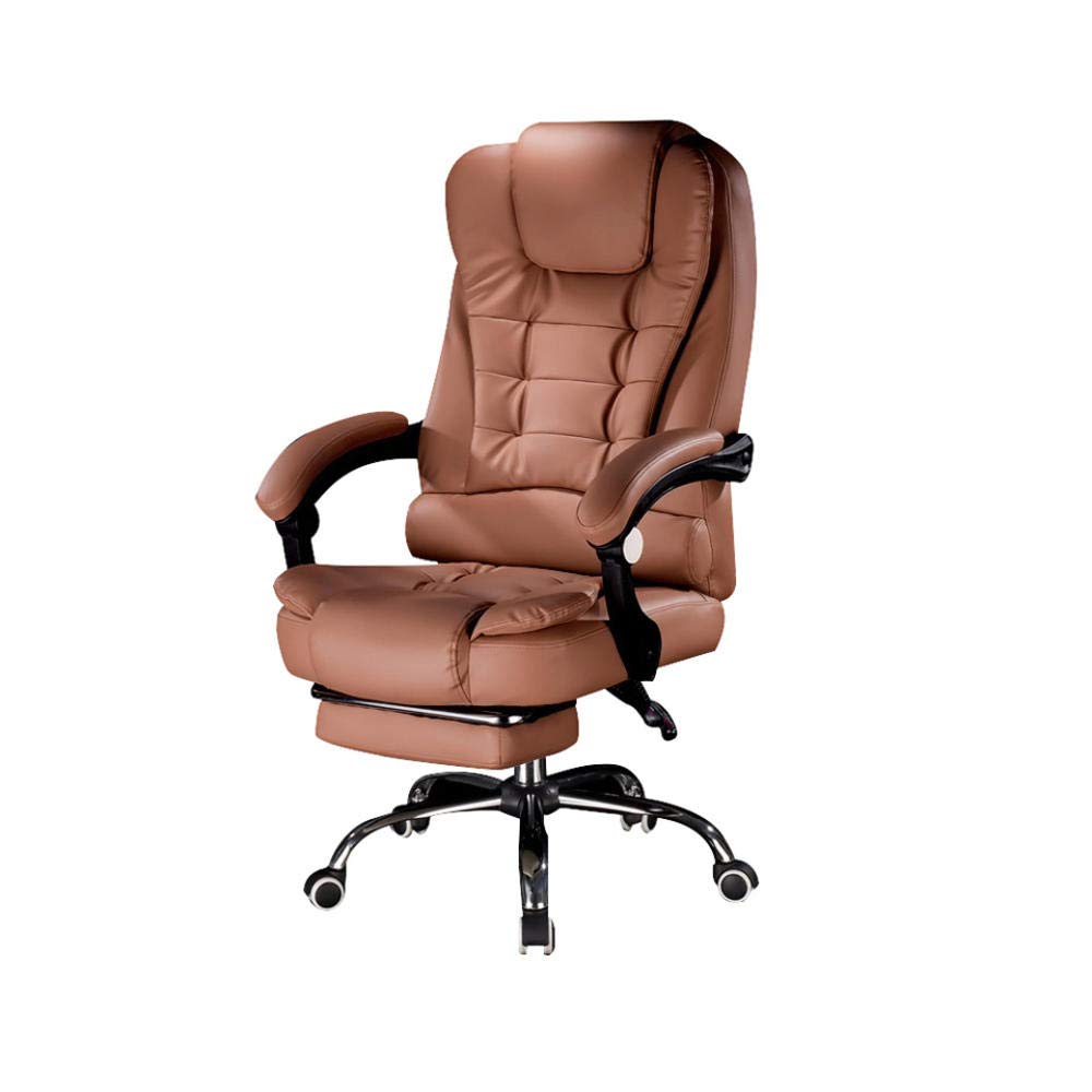 Ergonomic Executive Massage Office Chair - PU Leather High Back Recliner with Heating & Footrest - Brown - Perfect for Home Office, Gaming & Workspace Comfort