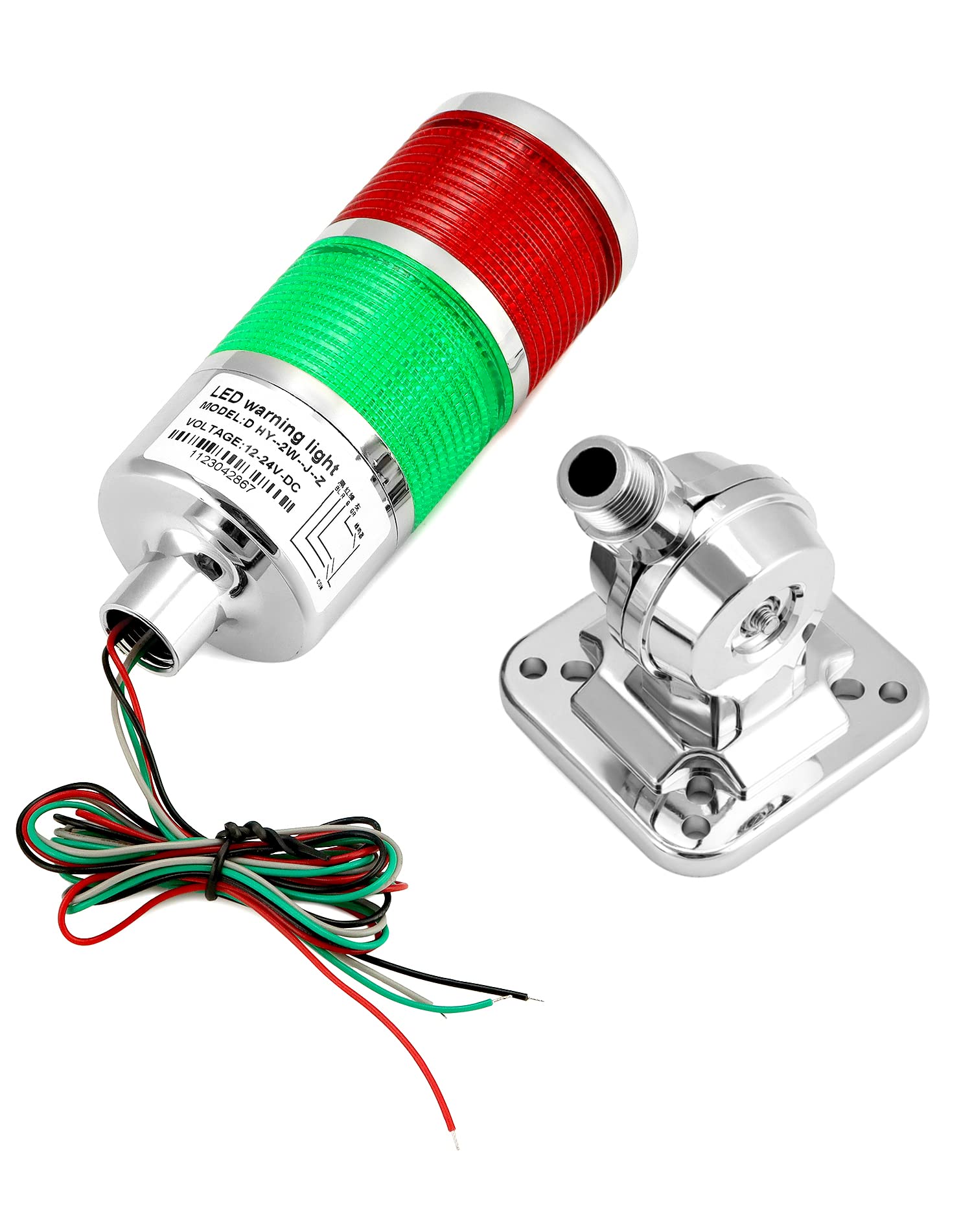 QWORK 12-24V LED Industrial Warning Tower Light with Buzzer - 2 Layer Stackable Signal Beacon, Continuous/Flashing Modes - Perfect for Factory Equipment, Warehouse Safety & Traffic Control