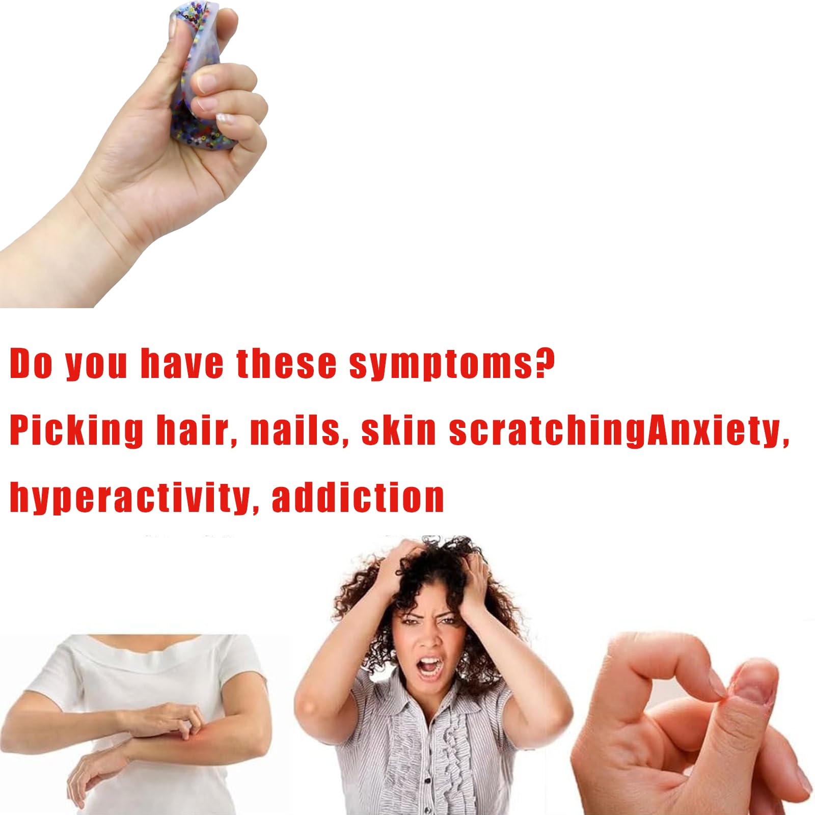 Skin Picking Fidget Toys for Adults - 3 Pack Sensory Stress Relief for Dermatillomania & Trichotillomania - Anxiety Relief, Focus Aid for Office, Travel & Home Use