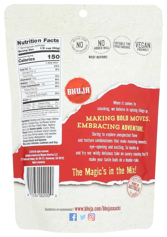 Bhuja Snacks Original Mix - Gluten Free Snacks, Vegan & Non-GMO, 7 oz Pack - Perfect for Parties, Hiking & Healthy On-the-Go Snacking