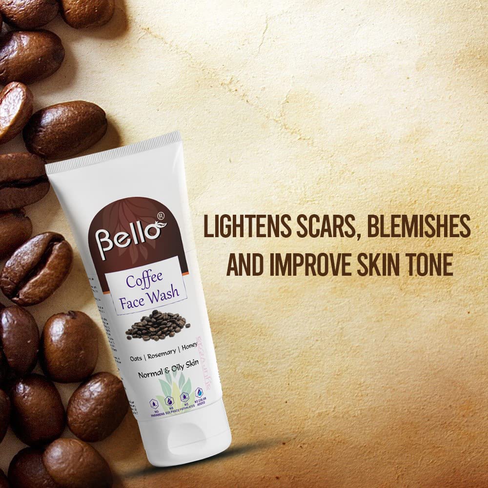 Bello Coffee Face Wash 120ml for Oily & Normal Skin - Refreshing Coffee Scent for Men & Women | Daily Cleansing & Oil Control for Fresh, Glowing Skin