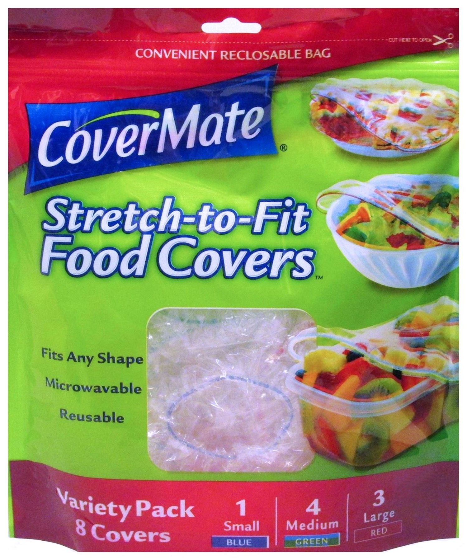 Stretch-to-Fit Food Covers & Reusable Reclosable Storage Bags - Microwave & Freezer Safe for Meal Prep, Leftovers & Snacks