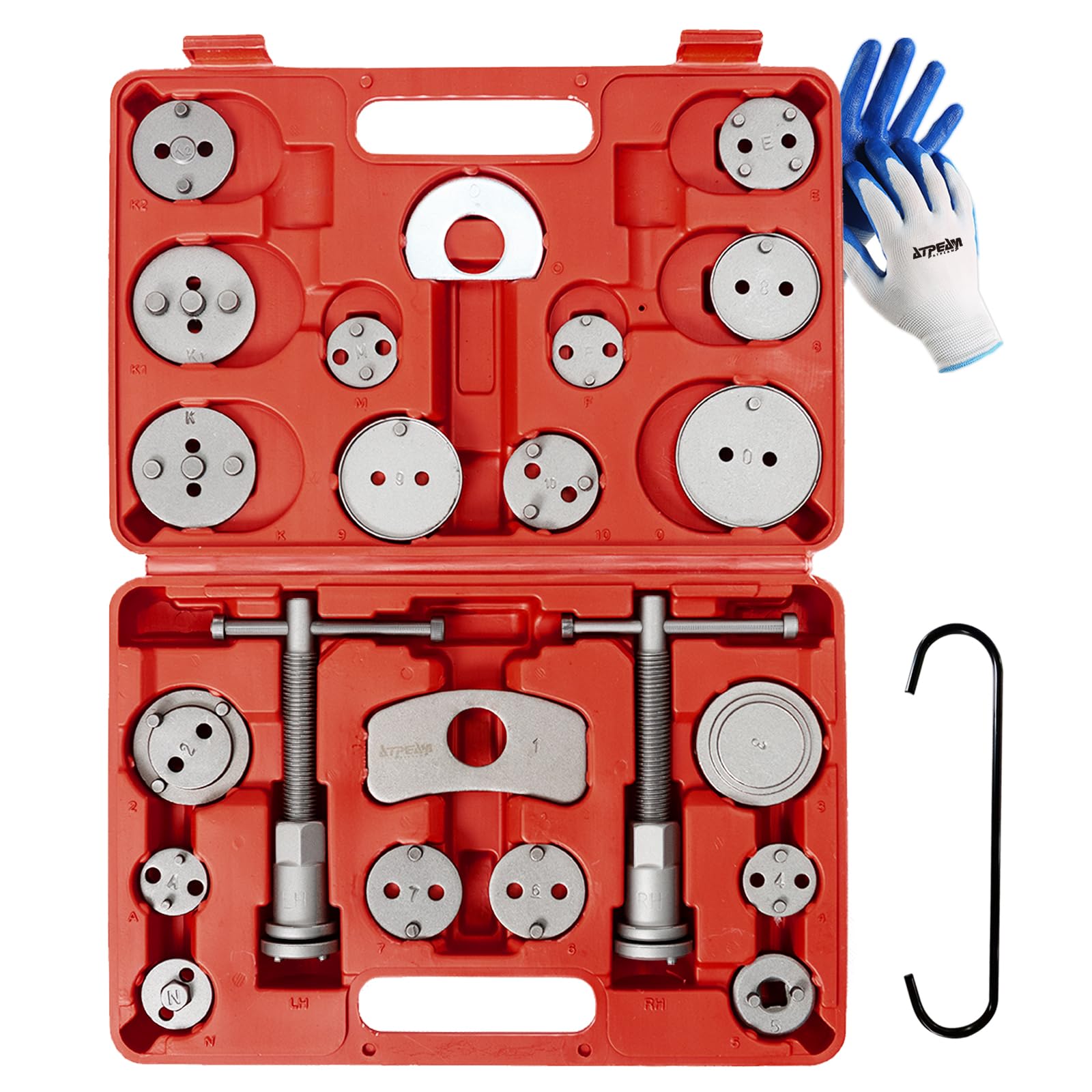 ATPEAM 25-Piece Universal Brake Caliper Compression Tool Kit - Professional Brake Caliper Compressor & Adjusting Tools for Cars, Trucks, SUVs - Perfect for DIY Brake Pad Replacement & Maintenance