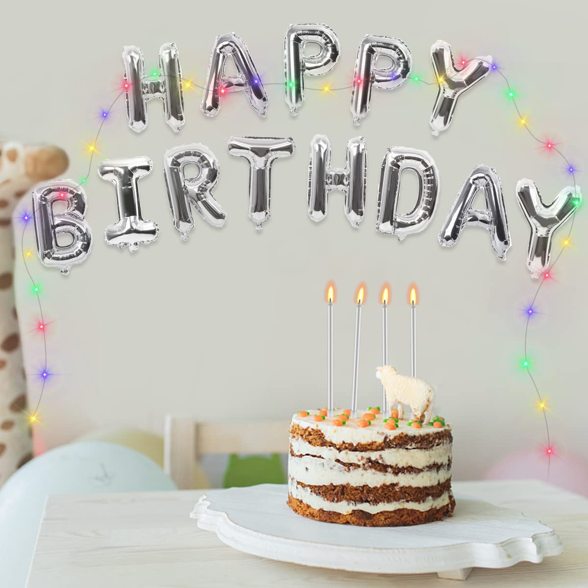 9-Piece Silver Birthday Candles Set - Long Thin Cake Candles with Balloons for Birthday & Wedding Decorations | Perfect for Cake Toppers, Party Centerpieces, and Celebration Table Decor