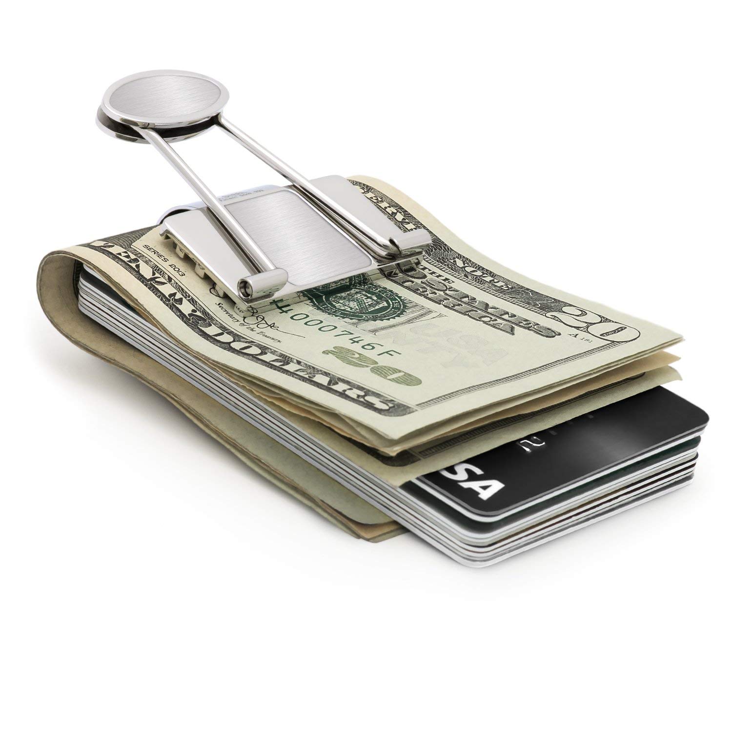 Premium Stainless Steel Money Clip for Men - Slim Minimalist Wallet & Credit Card Holder - Durable Bill Binder for Cash - Perfect for Business, Travel, and Everyday Carry (ECDC)