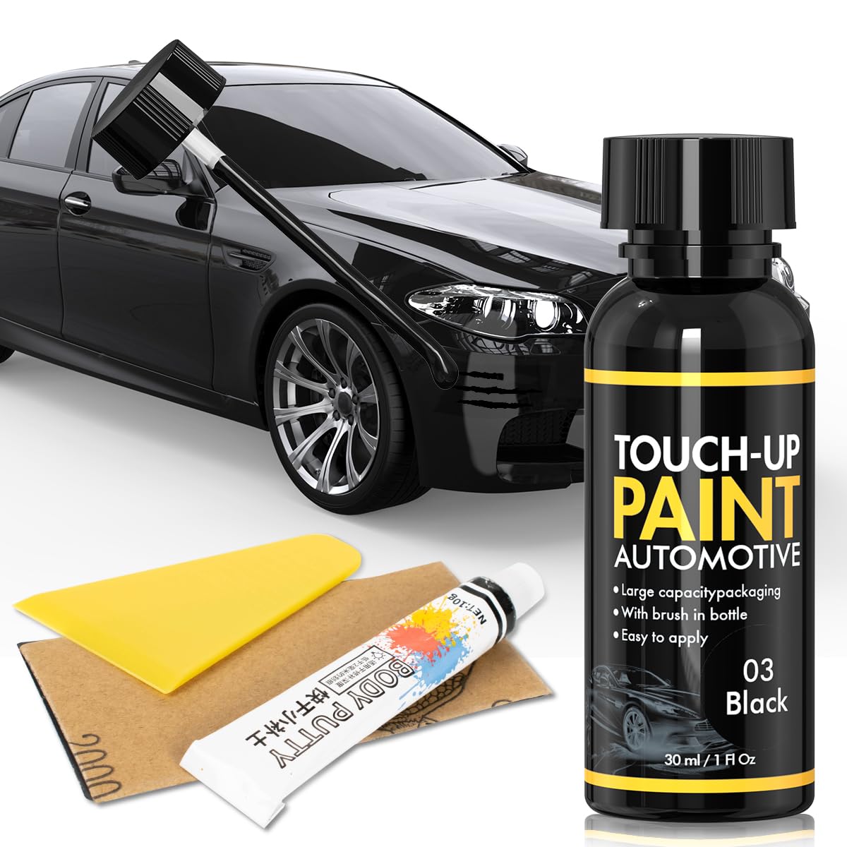 Car Touch Up Paint Kit - Quick & Easy Scratch Repair for Vehicles | Automotive Paint for Black Cars | Perfect for Minor Scratches & Chips
