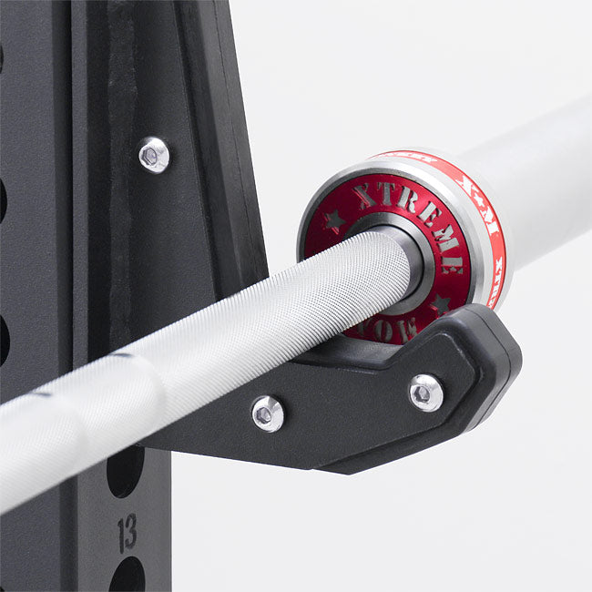 XM Fitness Premium J Hooks for Power Racks & Squat Racks - Heavy Duty Barbell Safety Accessories for CrossFit, Weightlifting & Home Gym Workouts