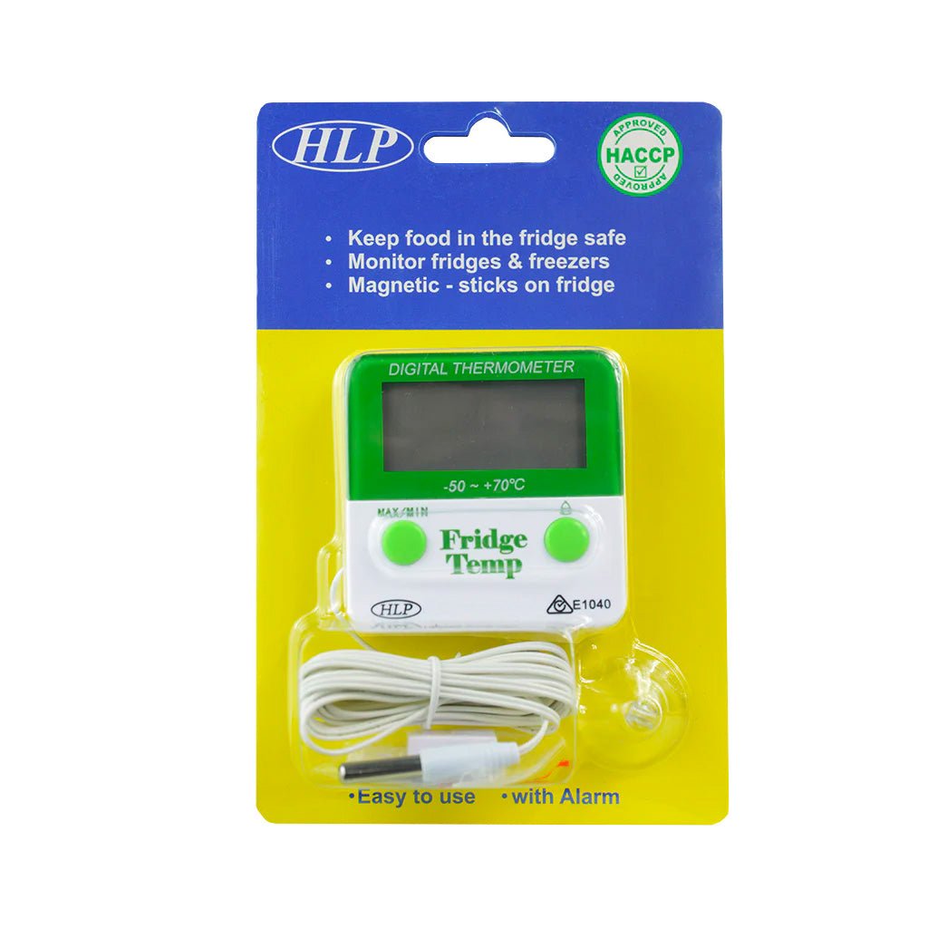 HLP Digital Fridge Freezer Thermometer - Wireless Refrigerator Temperature Monitor with Alarm, Large LCD Display - Perfect for Home Kitchen, Restaurant & Food Storage Safety