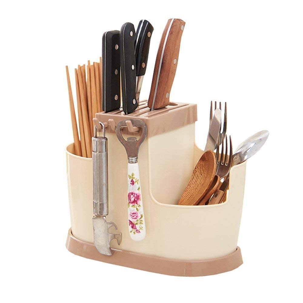 POXEFLIP Stainless Steel Kitchen Cutlery Organizer - Knife, Spoon, Fork, Chopsticks & Scissors Holder - Space Saving Countertop Storage for Modern Kitchens - Perfect for Small Apartments & Organized Cooking Spaces