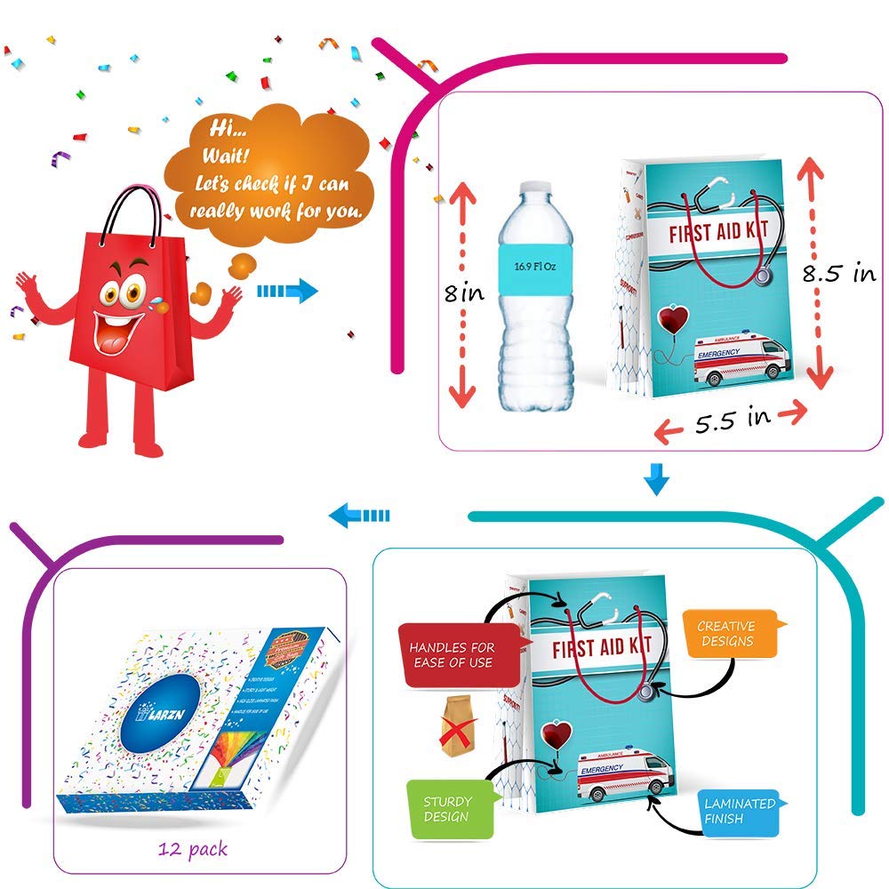 Premium Medical Party Favor Bags - 12 Pack Doctor & Nurse Gift Bags for Healthcare Celebrations, Graduations, and Themed Events - Treat Bags, Goodie Bags, Decorations for Medical Professionals