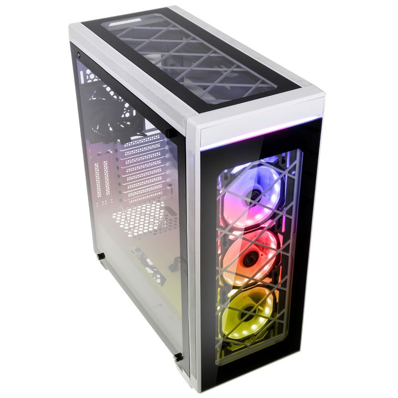 Lian Li Alpha 550W White PC Case with Damaged Top - Compact ATX Mid Tower Computer Chassis for Gaming & Workstation Builds - Perfect for Home Office & Esports Setup