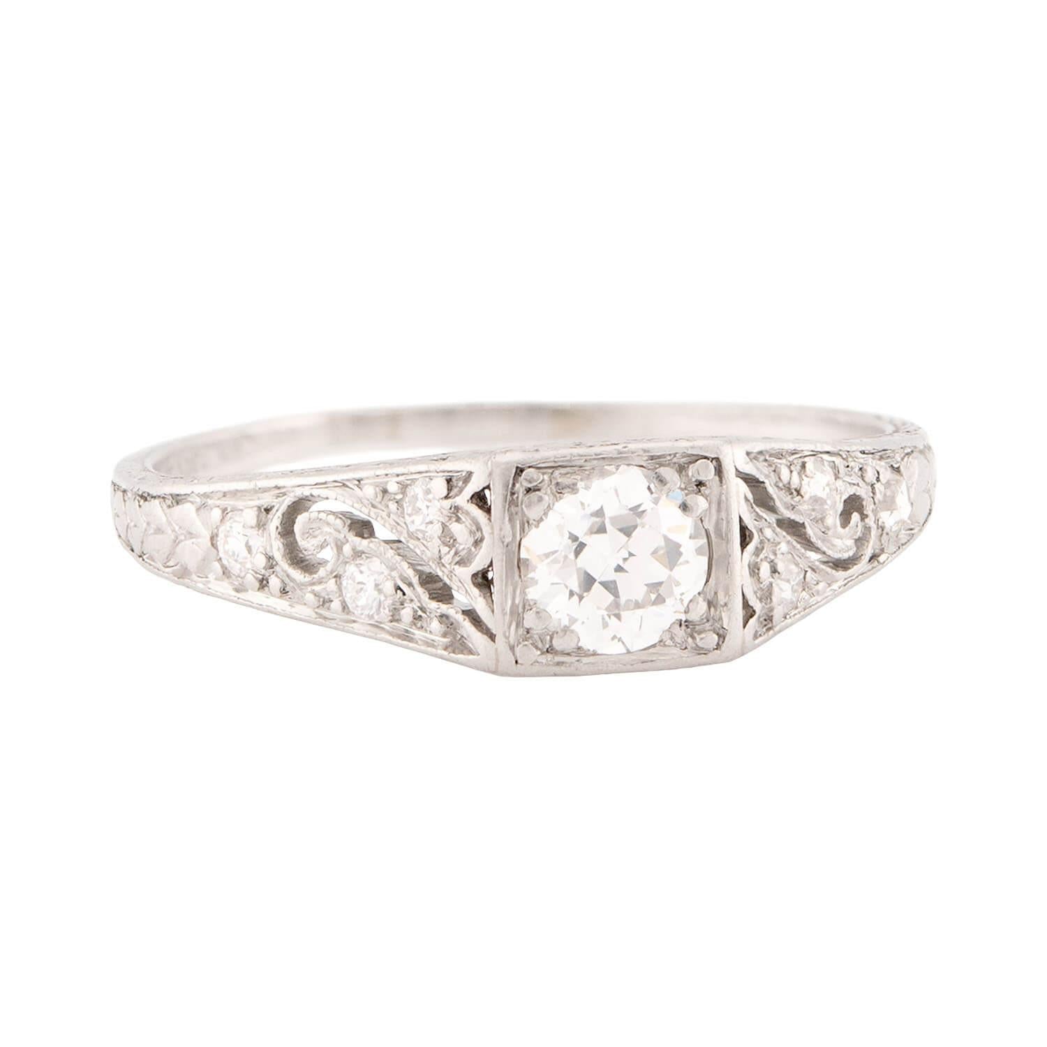 Tiffany & Co Art Deco Platinum Diamond Ring - Vintage Engagement Ring for Women, Wedding Band, Anniversary Gift, Luxury Jewelry for Special Occasions