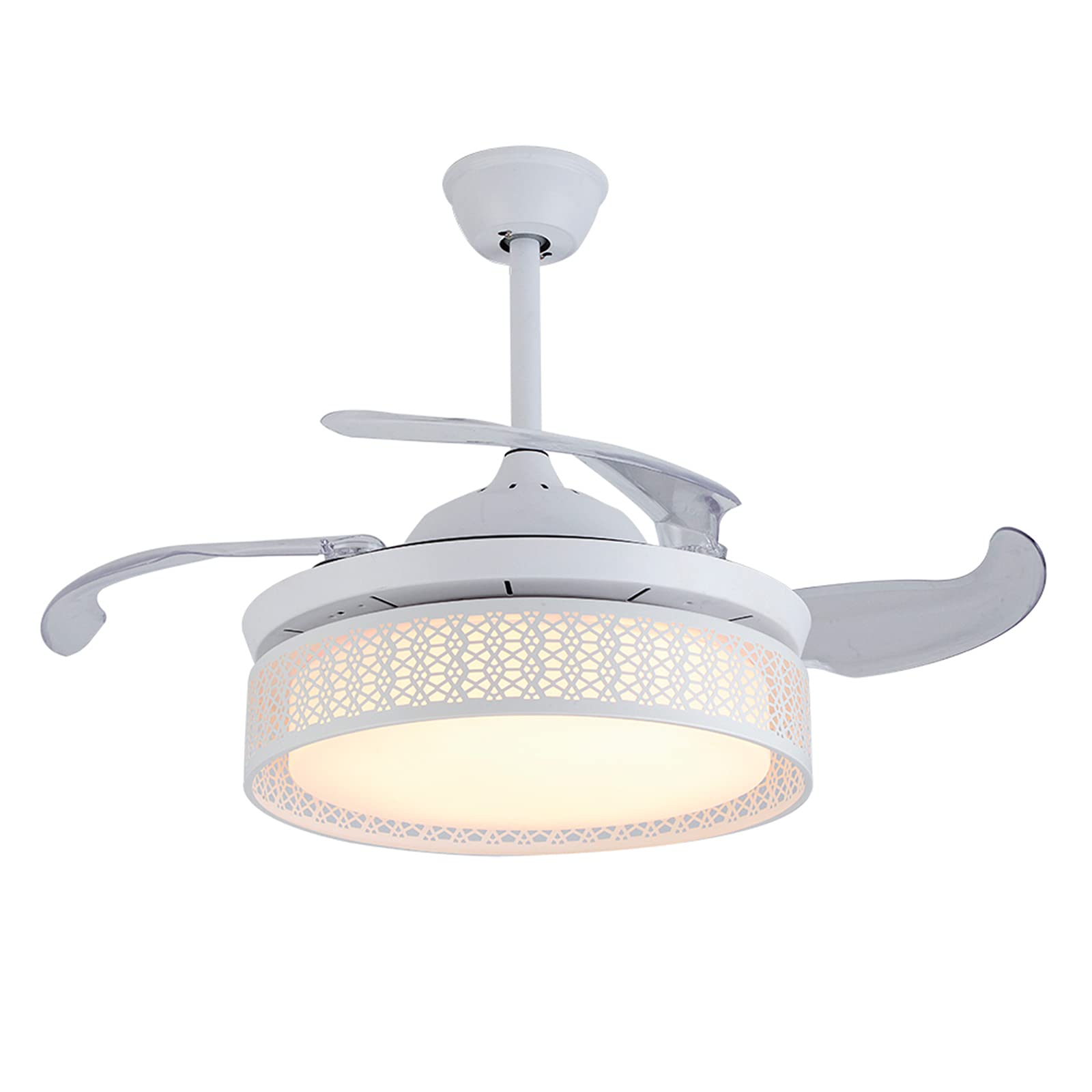 42 Inch LED Ceiling Fan with Light Kit - Smart Remote Control, 3 Speed Settings & RGB Color Changing - Invisible Blade Design for Bedroom, Living Room, Kitchen - Energy Efficient Cooling & Modern Home Decor