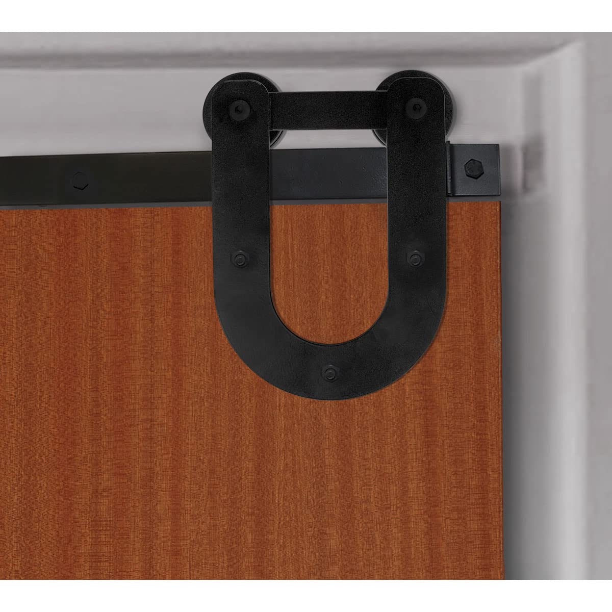 Economy Straight Strap Barn Door Hardware Kit - Black Finish for 1 3/8