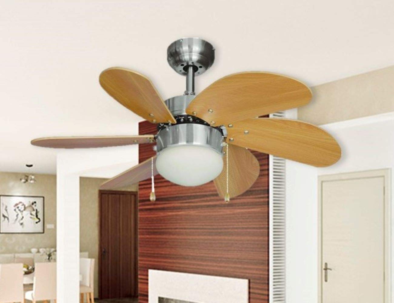 Hardware House 24-0499 Monterey Small Ceiling Fan in Satin Nickel Finish - Perfect for Bedroom, Living Room & Office Spaces