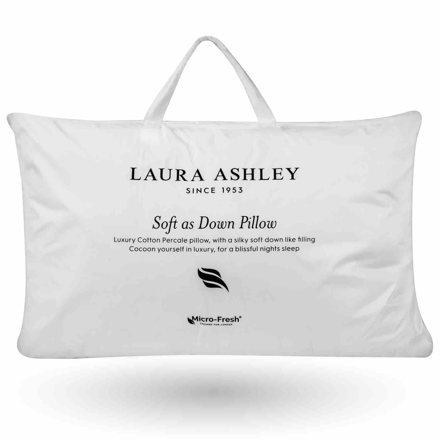 Laura Ashley Ultra Soft Down Alternative Pillow - Hypoallergenic & Breathable for Side, Back & Stomach Sleepers - Perfect for Bedroom, Guest Room & Travel