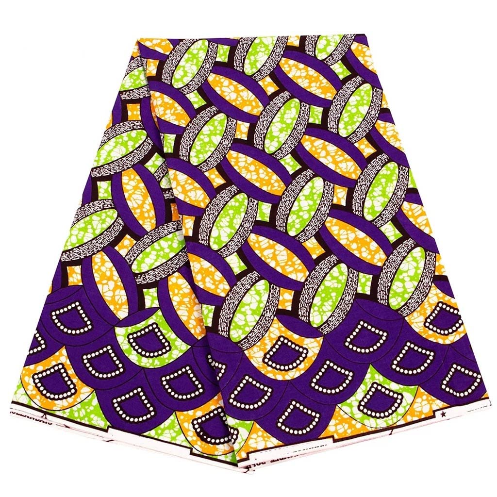 African Print Ankara Fabric for Wedding Dresses - 100% Cotton African Wax Print Fabric (6 Yards, As Shown) - Perfect for African Attire, Bridal Gowns & Cultural Fashion Designs